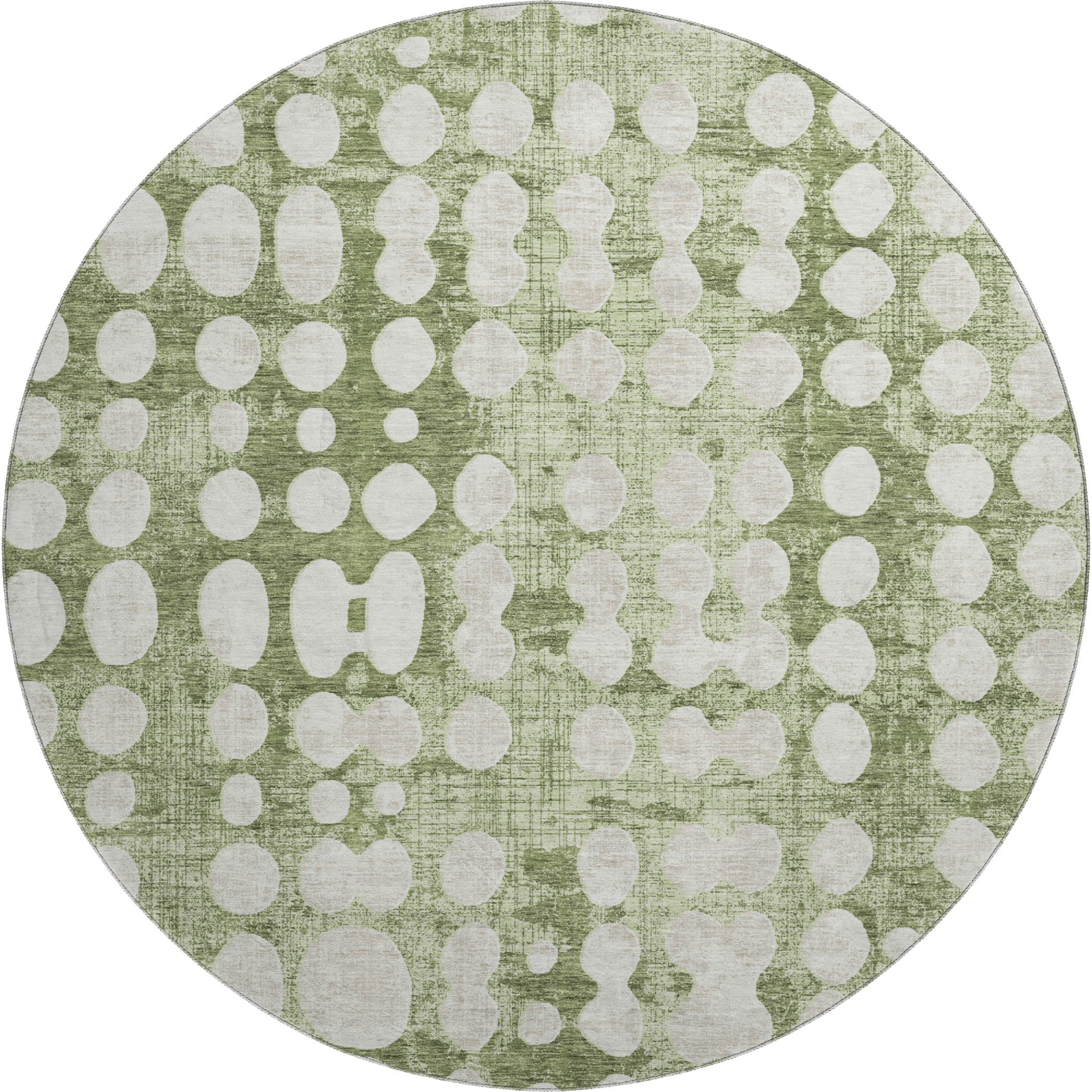 Budapest Machine Washable Transitional Aloe Green Rug 8' x 8' #shape_Round