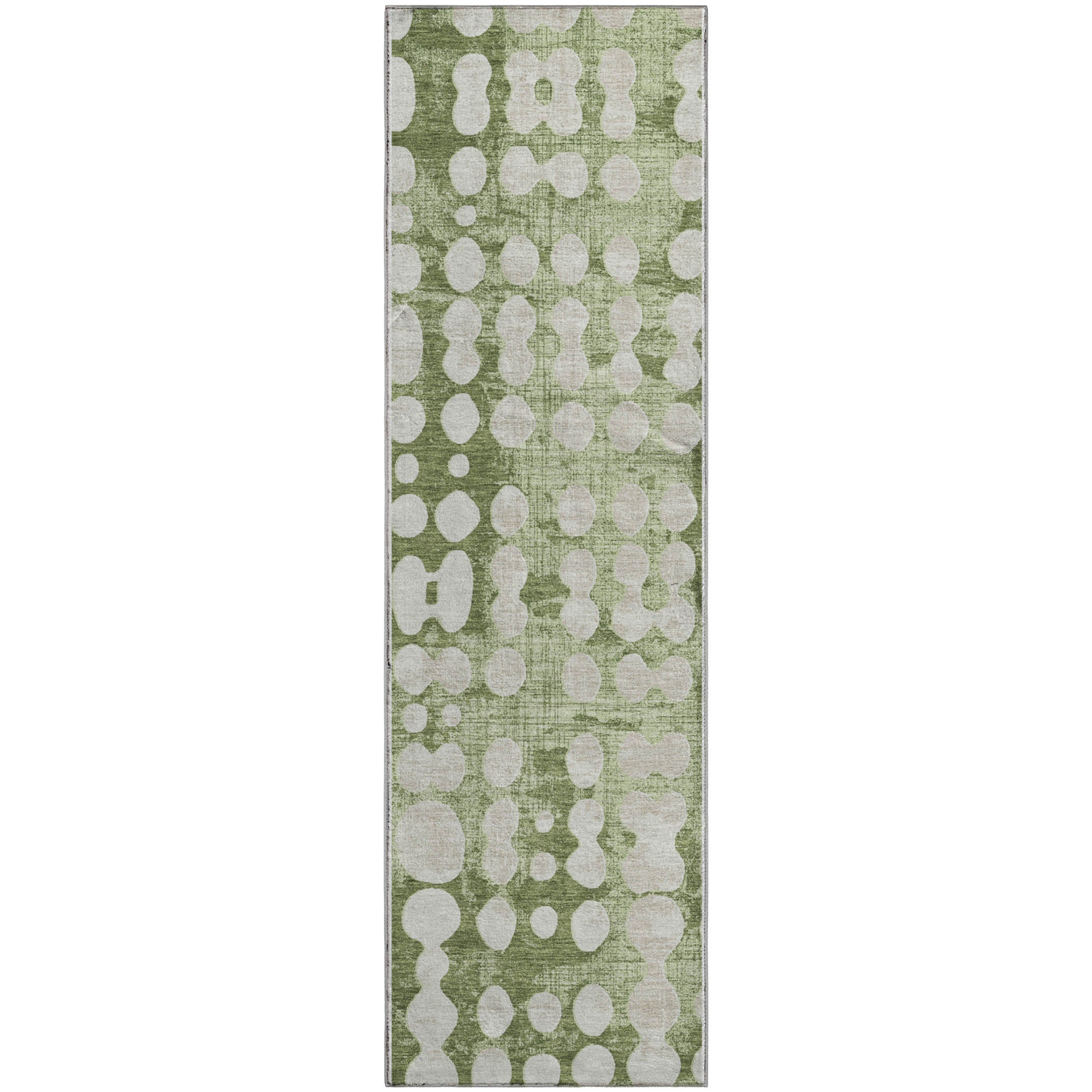 Budapest Machine Washable Transitional Aloe Green Rug 2'3" x 7'6" #shape_Runner