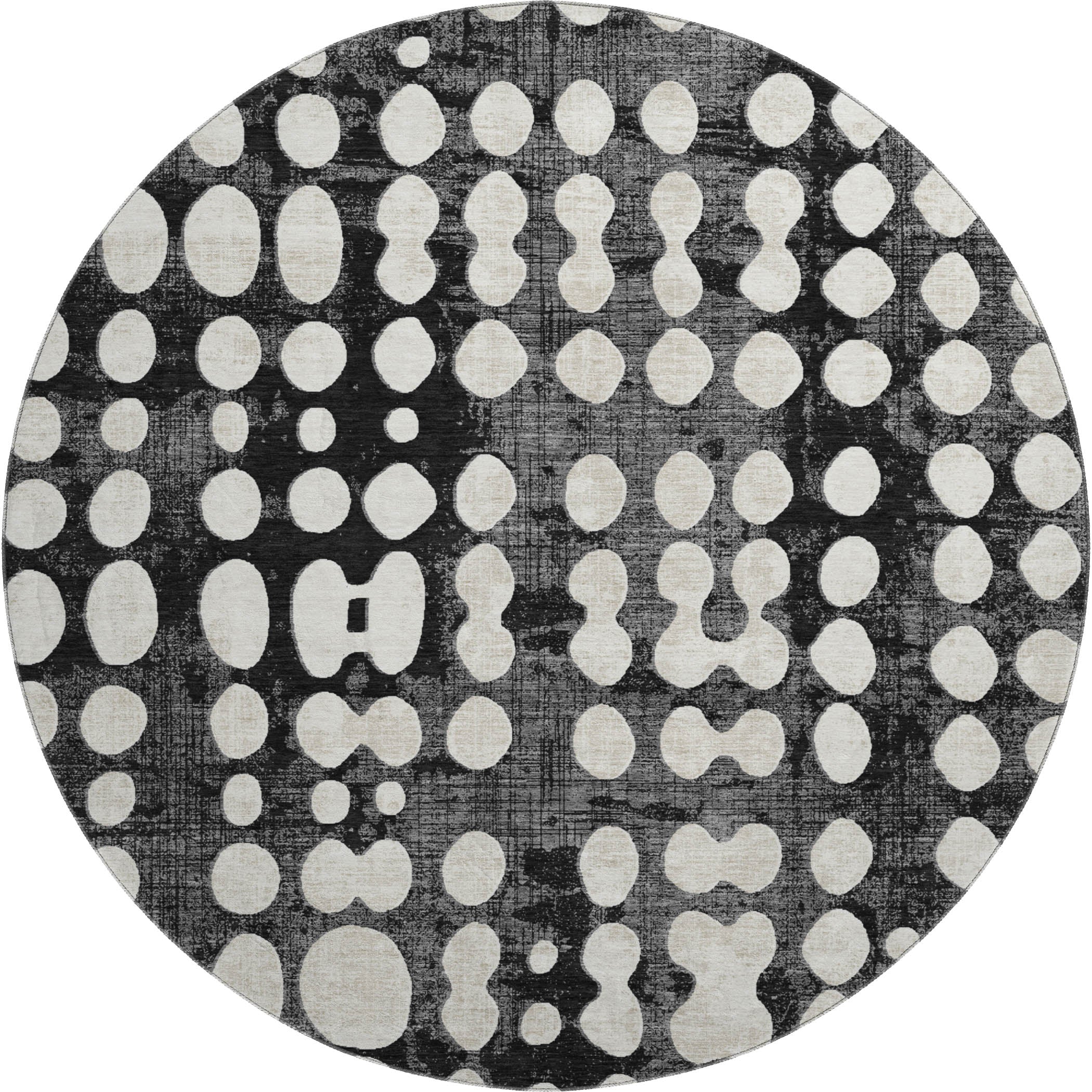 Budapest Machine Washable Transitional Black Rug 8' x 8' #shape_Round