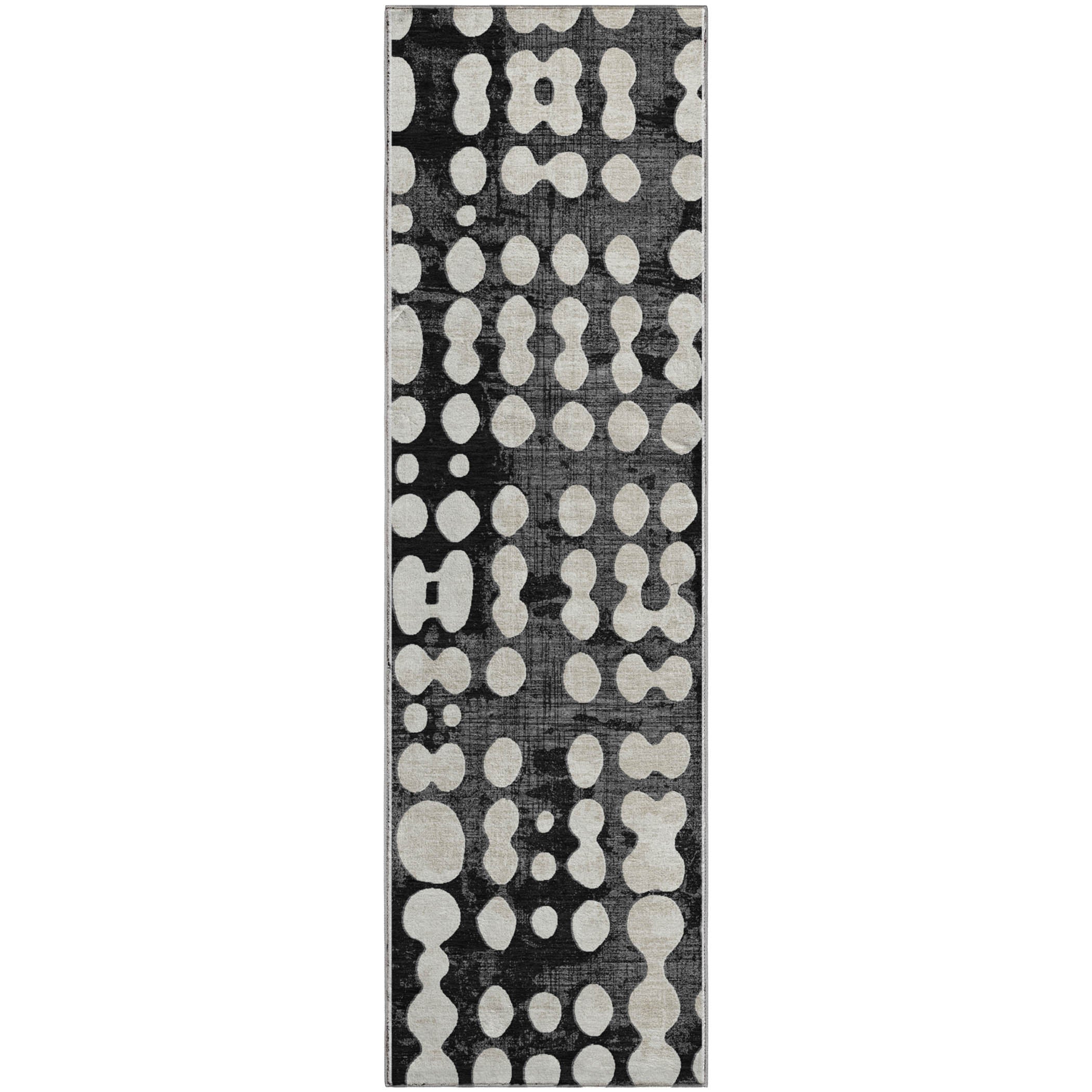 Budapest Machine Washable Transitional Black Rug 2'3" x 7'6" #shape_Runner