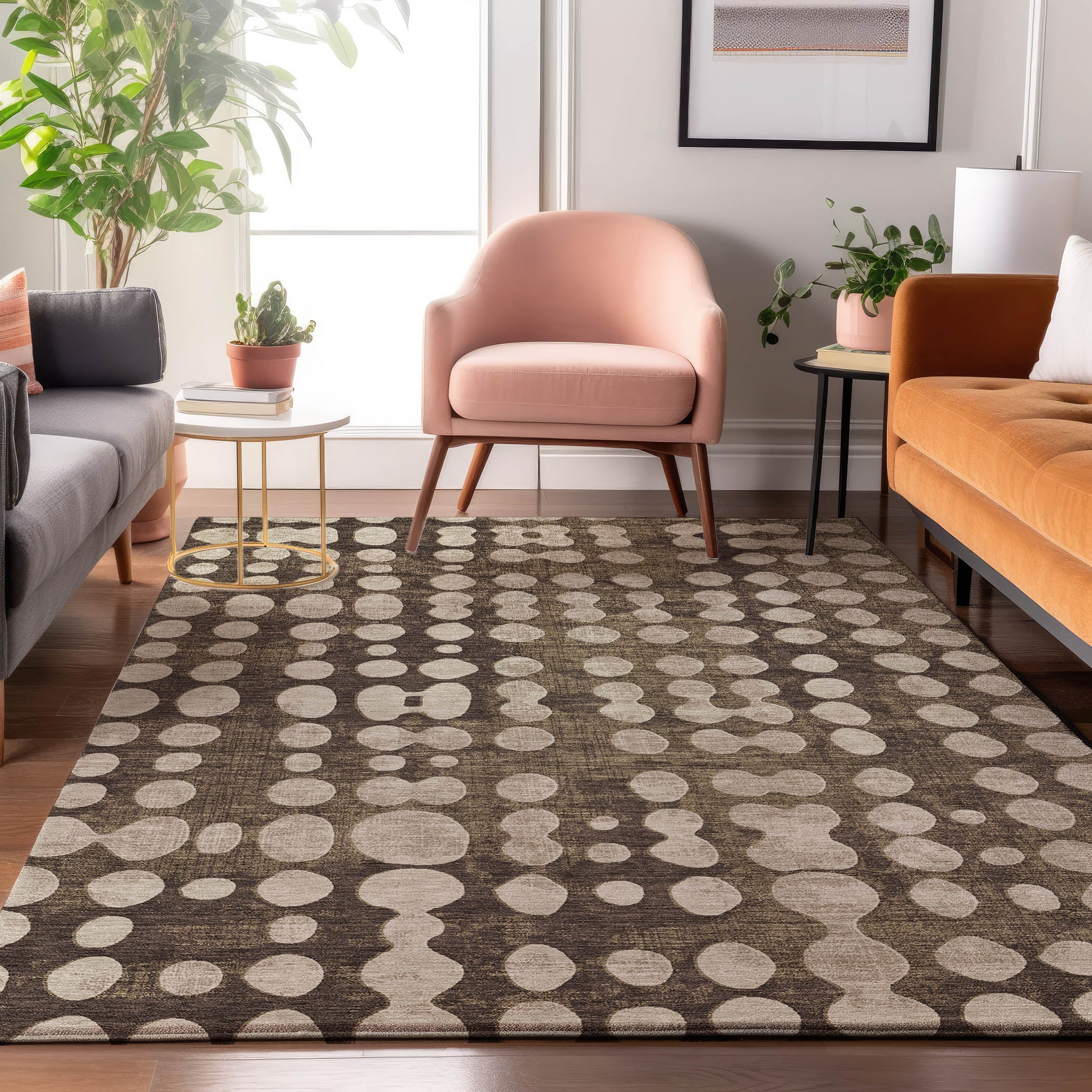 Budapest Machine Washable Transitional Brown Rug 2'6" x 3'10" #shape_Rectangle