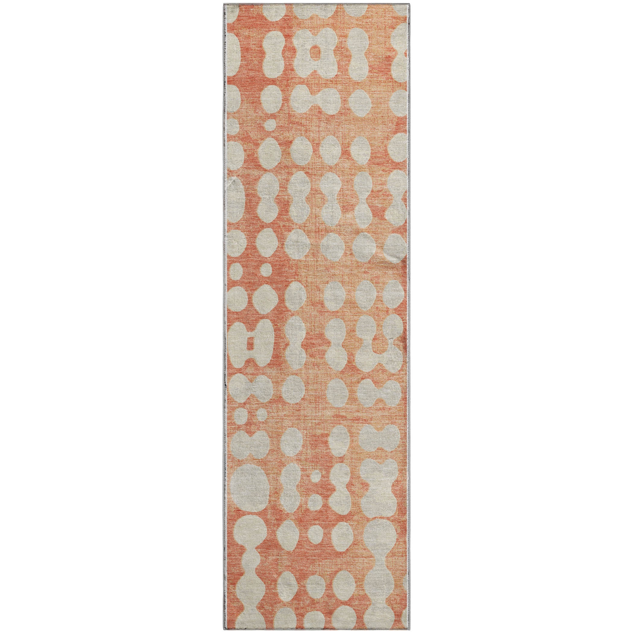 Budapest Machine Washable Transitional Coral Orange Rug 2'3" x 7'6" #shape_Runner