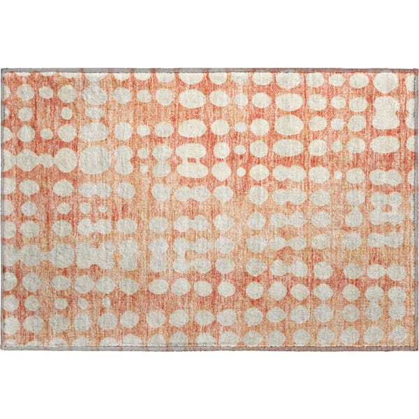 Budapest Machine Washable Transitional Coral Orange Rug 1'8" x 2'6"