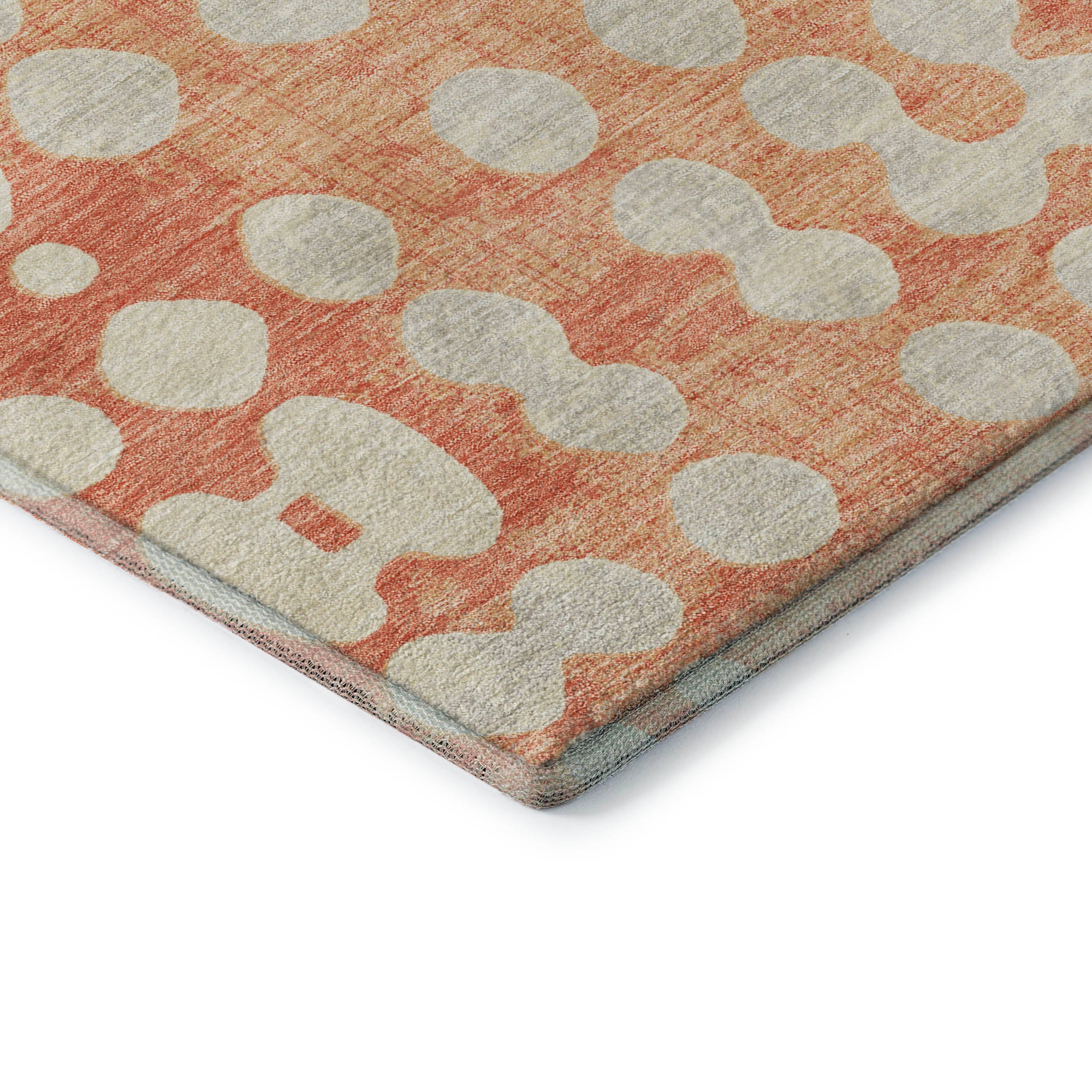 Budapest Machine Washable Transitional Coral Orange Rug 1'8" x 2'6" #shape_Rectangle