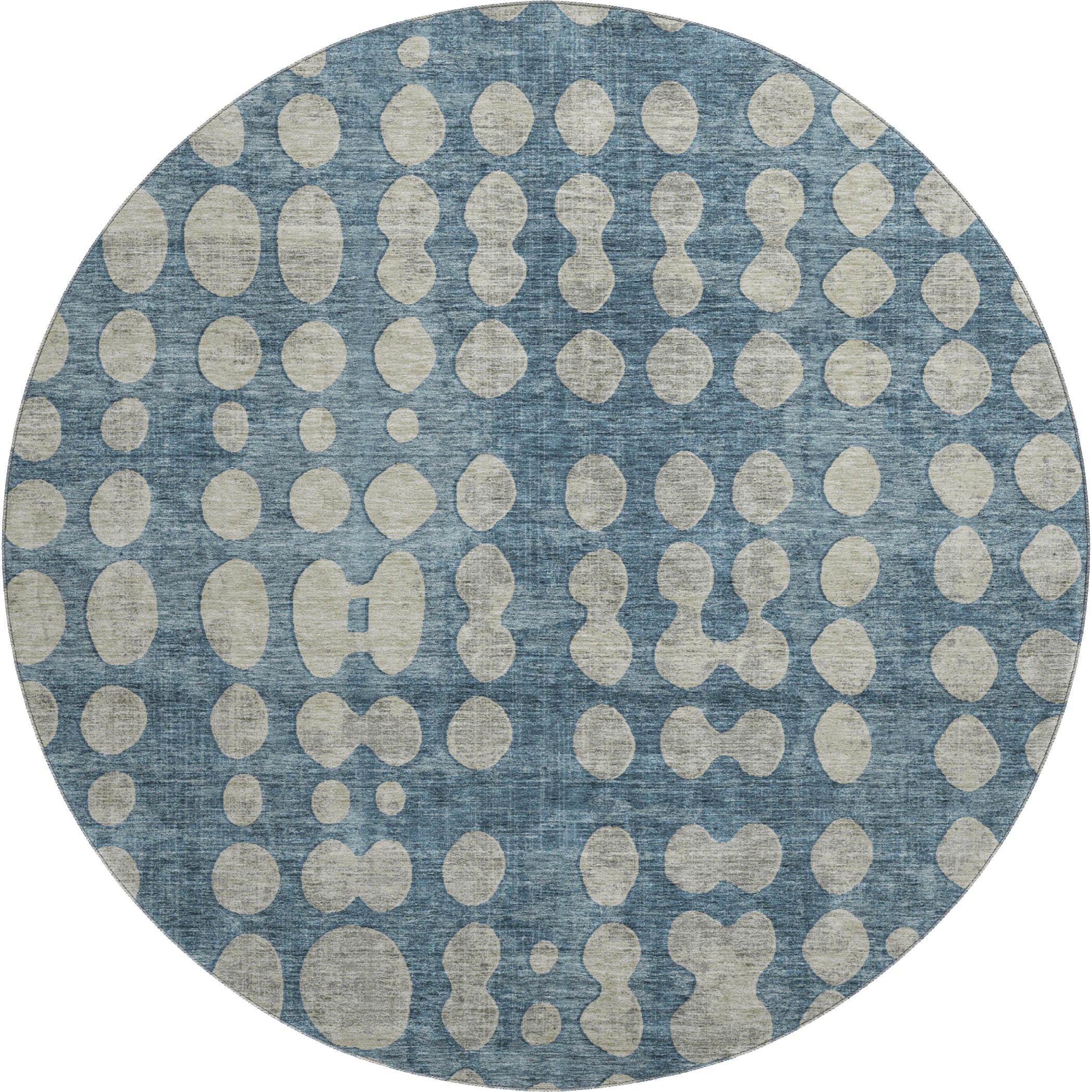 Budapest Machine Washable Transitional Denim Blue Rug 8' x 8' #shape_Round