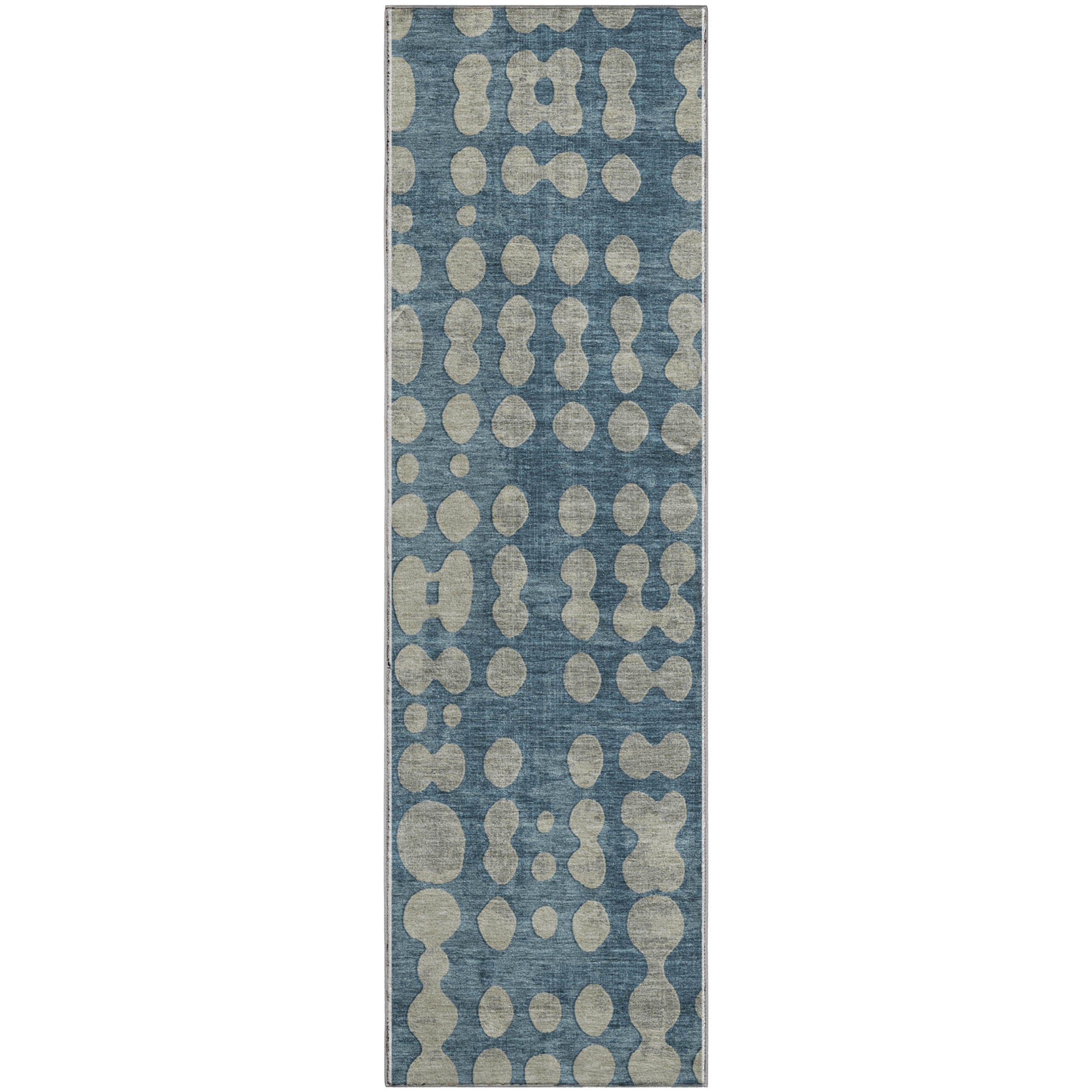 Budapest Machine Washable Transitional Denim Blue Rug 2'3" x 7'6" #shape_Runner