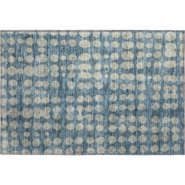 Budapest Machine Washable Transitional Denim Blue Rug 1'8" x 2'6"