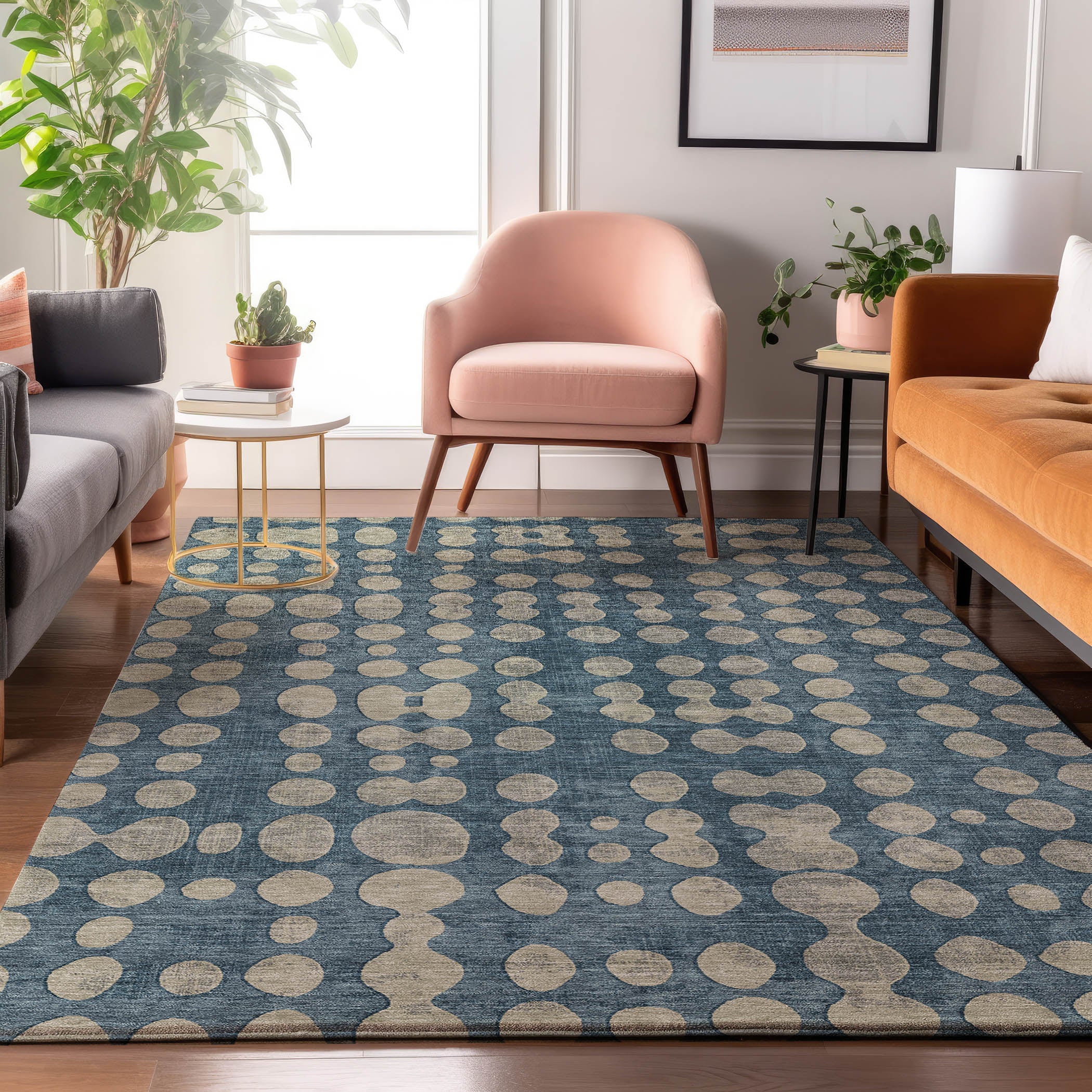 Budapest Machine Washable Transitional Denim Blue Rug 2'6" x 3'10" #shape_Rectangle