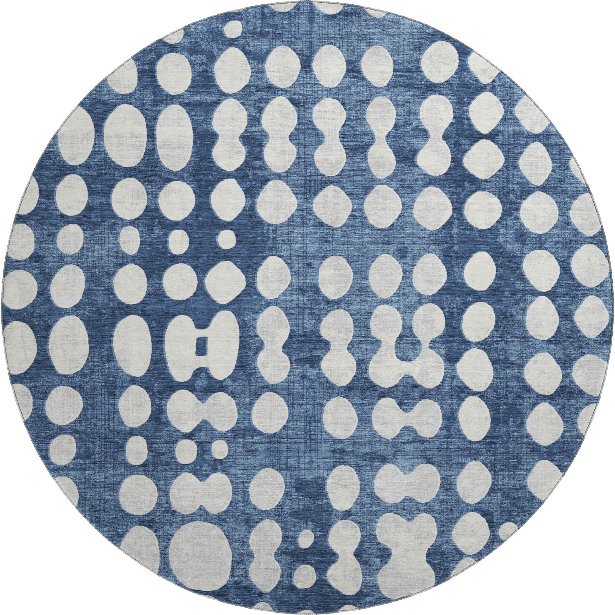 Budapest Machine Washable Transitional Navy Blue Rug 8' x 8' #shape_Round