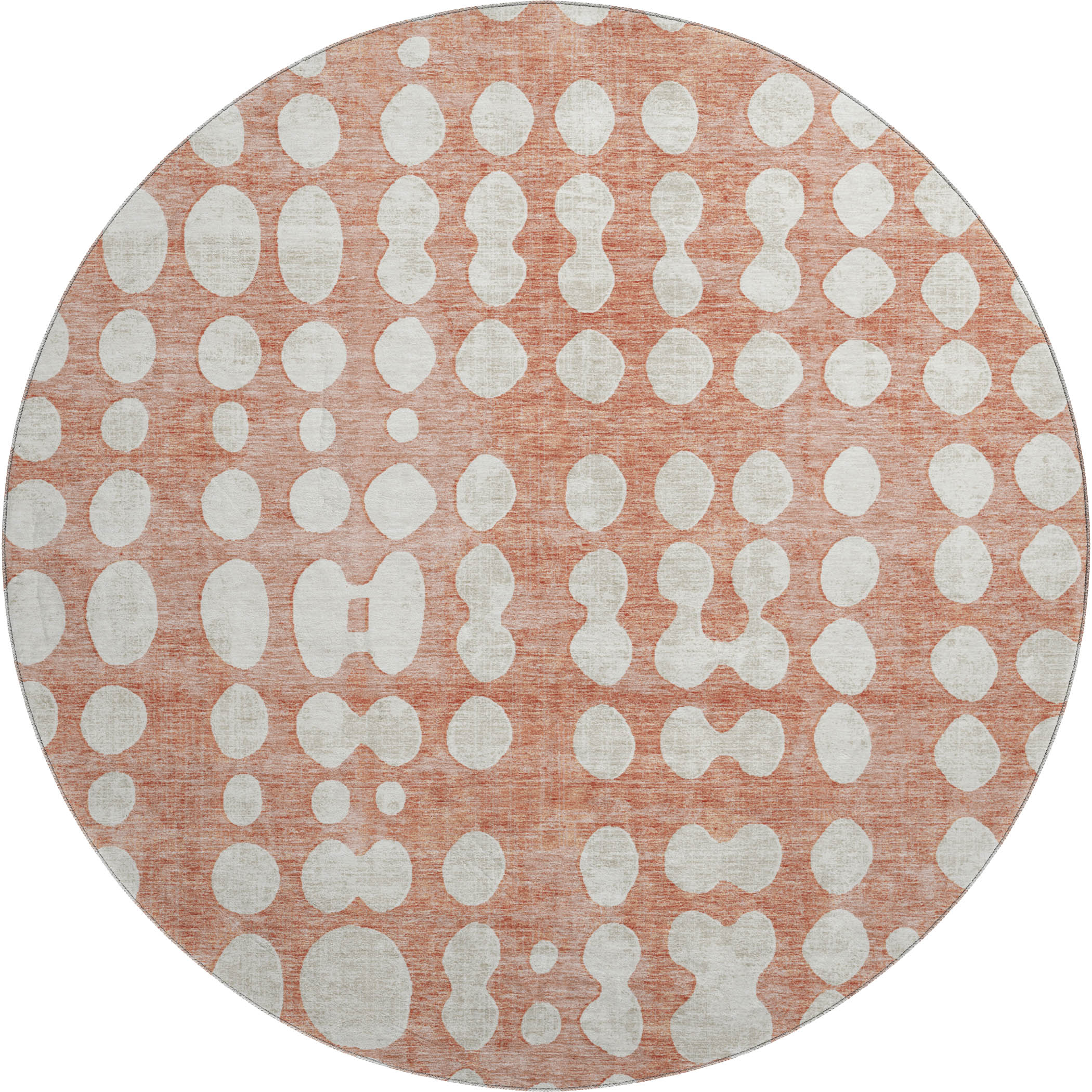 Budapest Machine Washable Transitional Salmon Orange Rug 8' x 8' #shape_Round