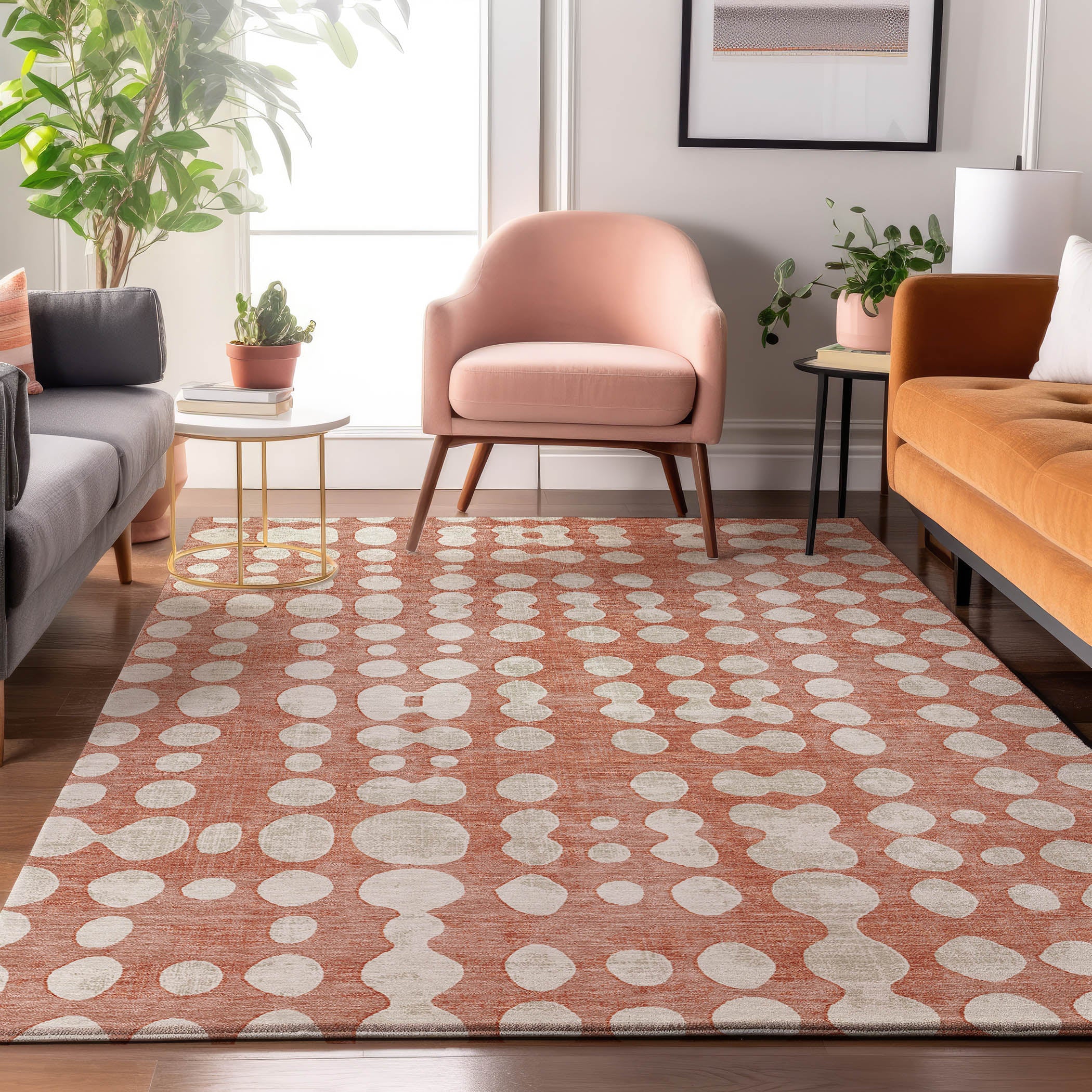 Budapest Machine Washable Transitional Salmon Orange Rug 2'6" x 3'10" #shape_Rectangle