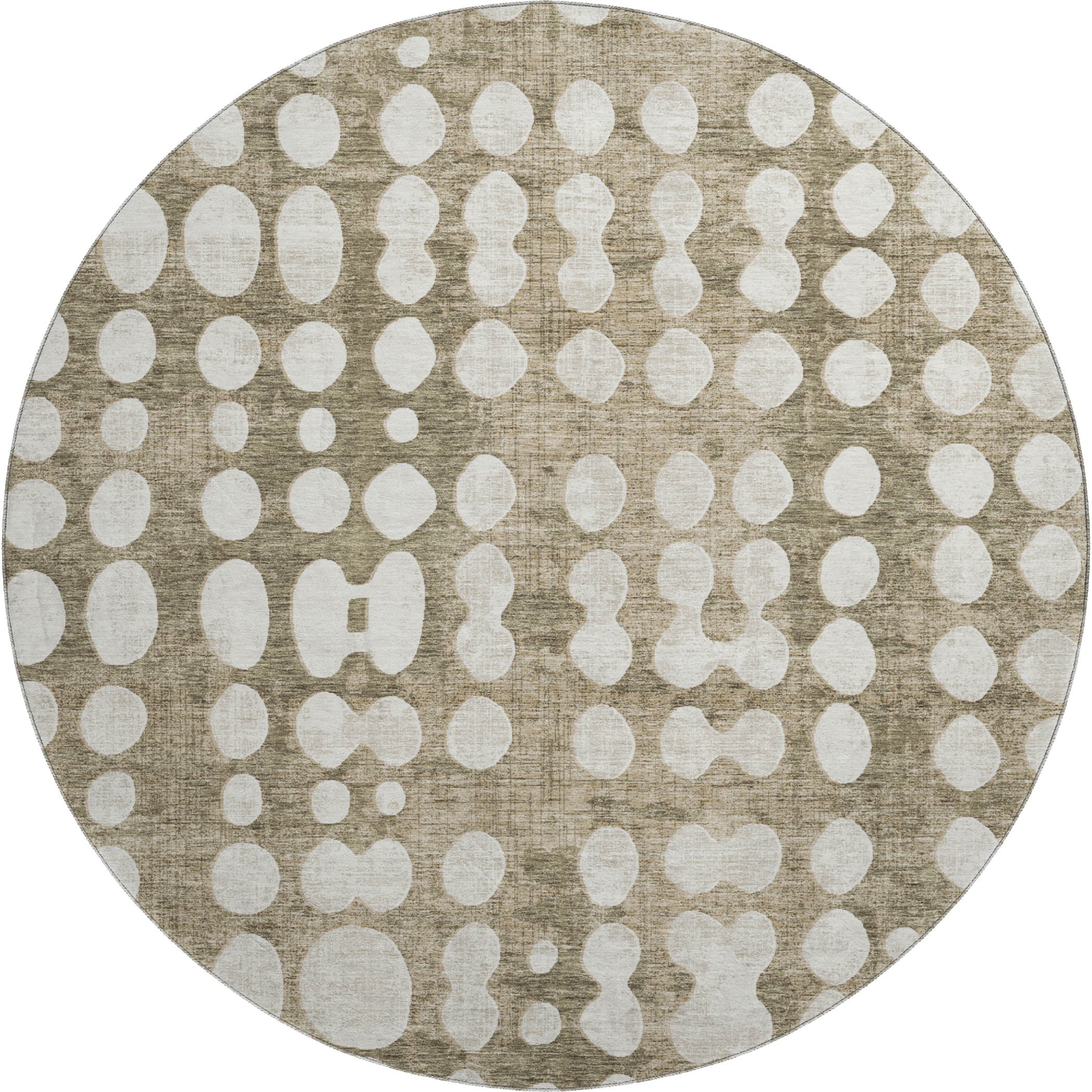 Budapest Machine Washable Transitional Taupe Brown Rug 8' x 8' #shape_Round