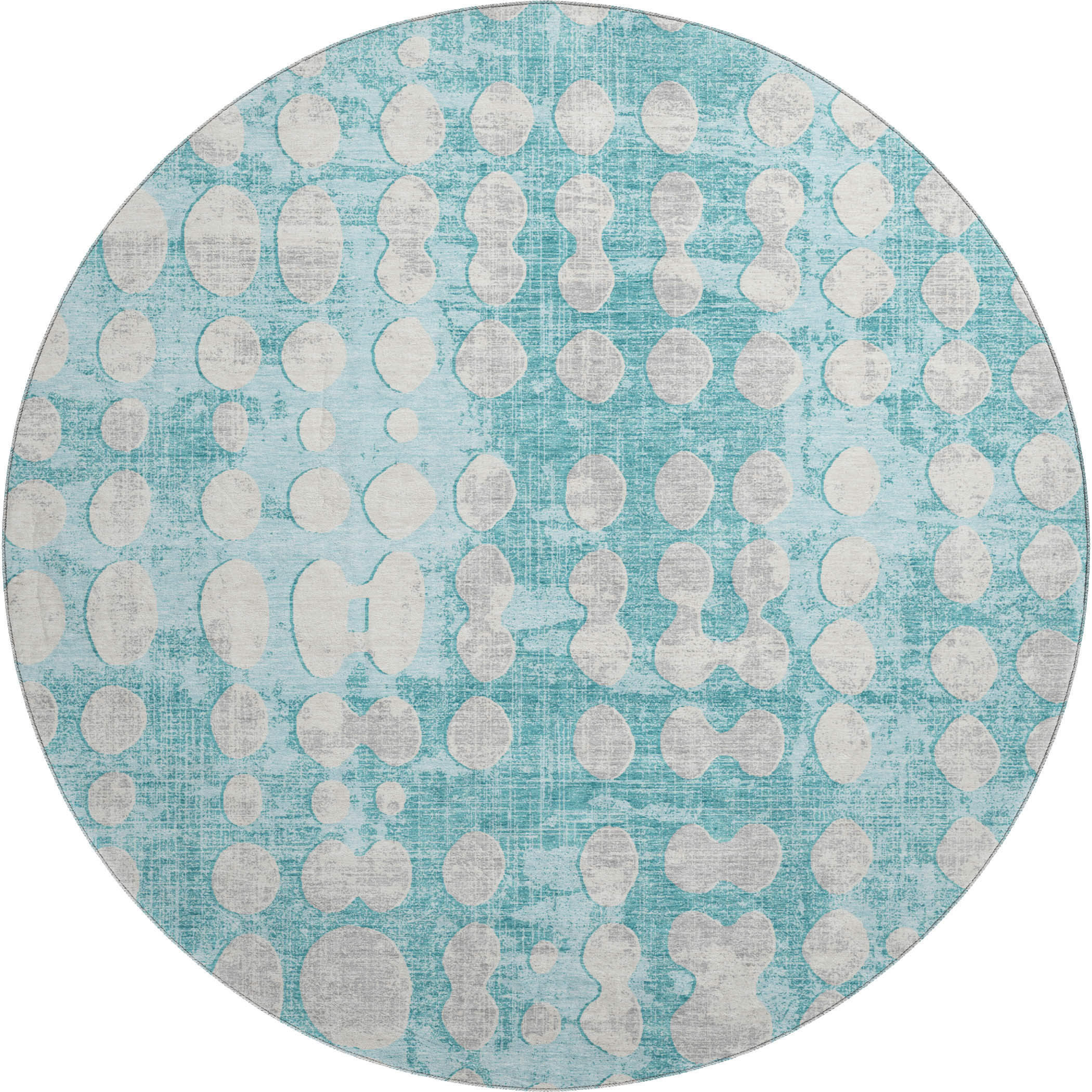Budapest Machine Washable Transitional Teal Rug 8' x 8' #shape_Round