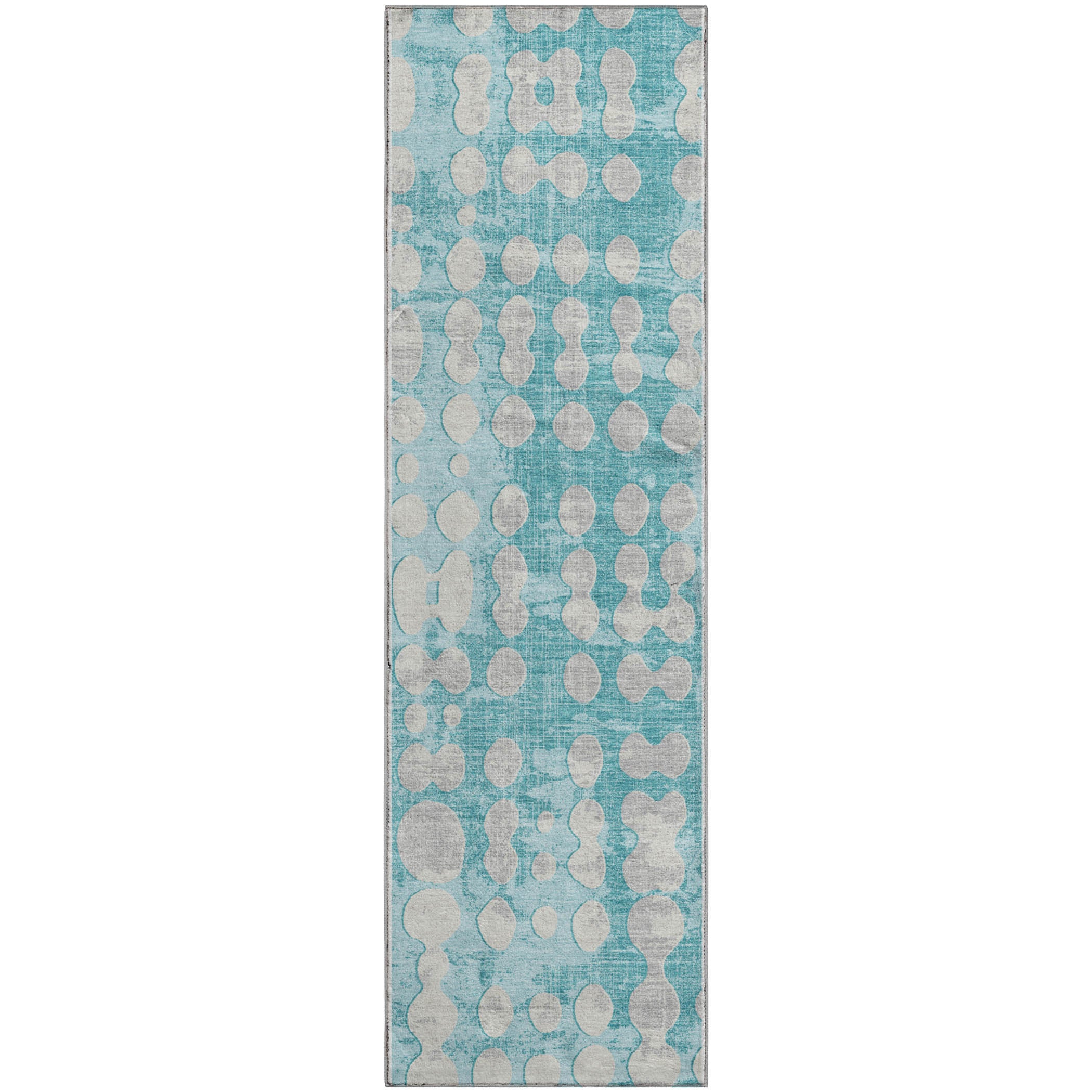Budapest Machine Washable Transitional Teal Rug 2'3" x 7'6" #shape_Runner