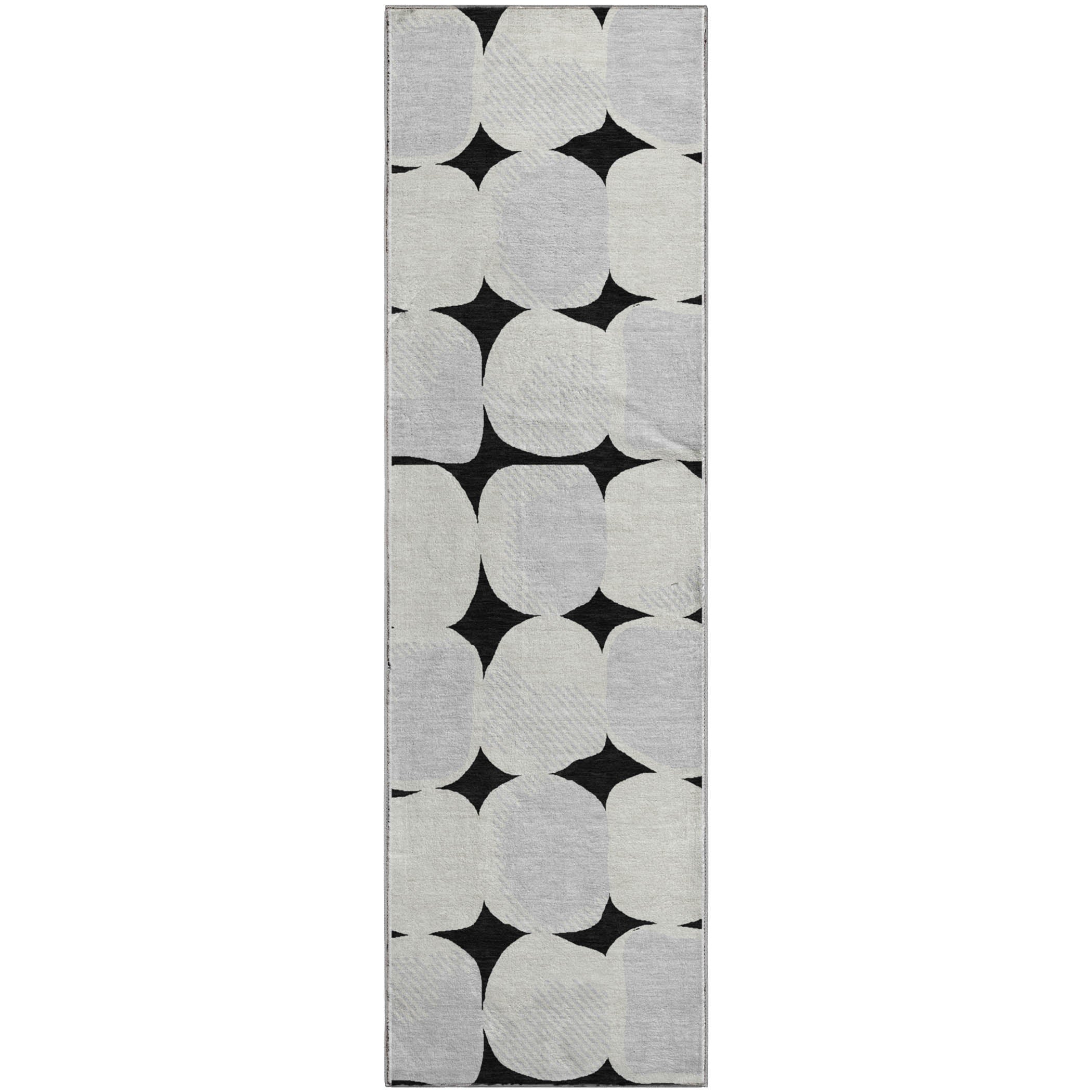Lima Machine Washable Transitional Black Rug 2'3" x 7'6" #shape_Runner