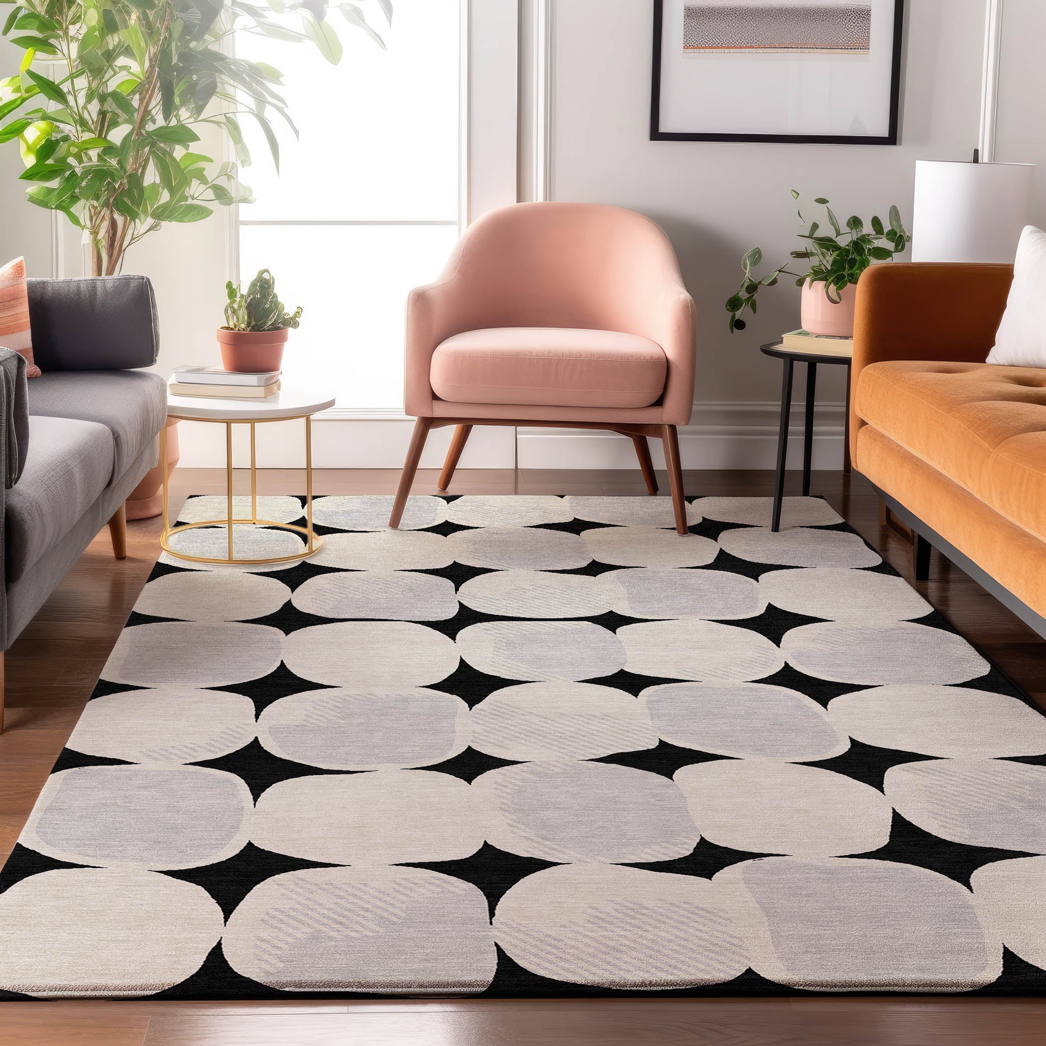 Lima Machine Washable Transitional Black Rug 2'6" x 3'10" #shape_Rectangle