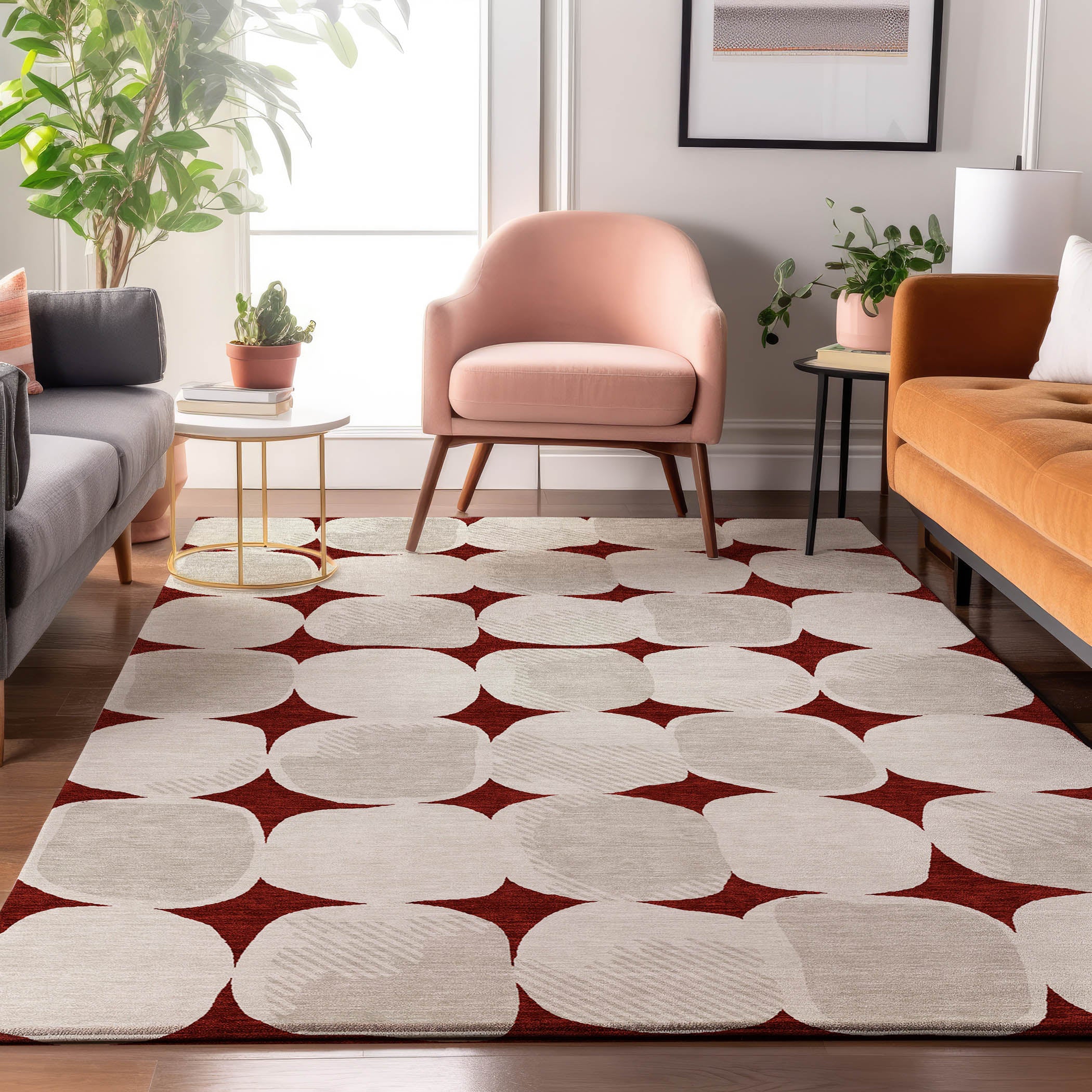 Lima Machine Washable Transitional Burgundy Red Rug 2'6" x 3'10" #shape_Rectangle