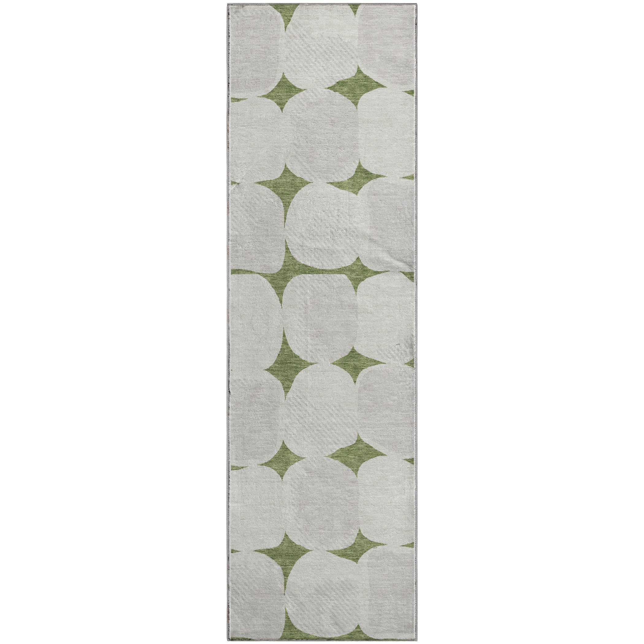 Lima Machine Washable Transitional Green Rug 2'3" x 7'6" #shape_Runner