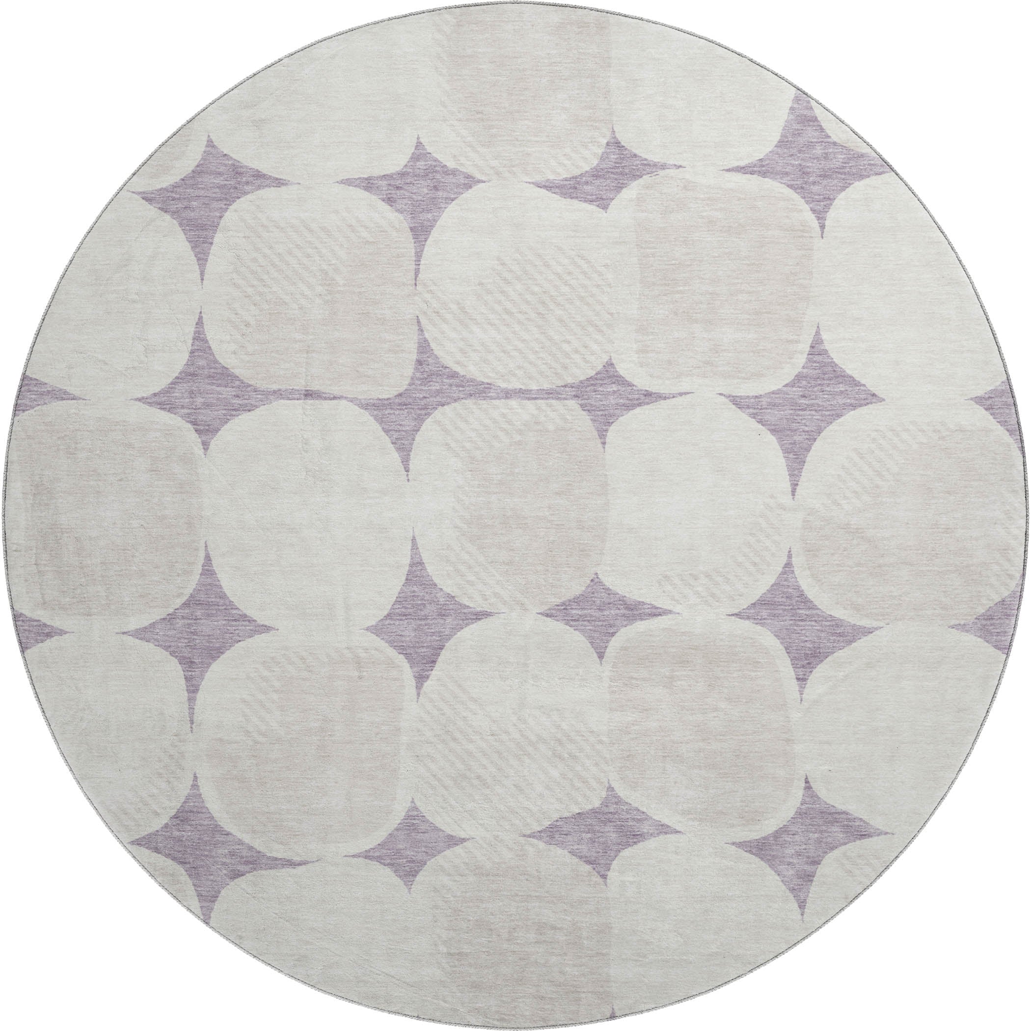 Lima Machine Washable Transitional Lavender Purple Rug 8' x 8' #shape_Round