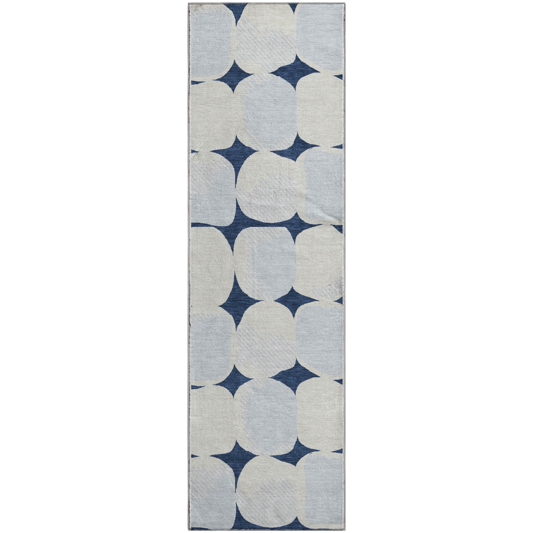 Lima Machine Washable Transitional Navy Blue Rug 2'3" x 7'6" #shape_Runner