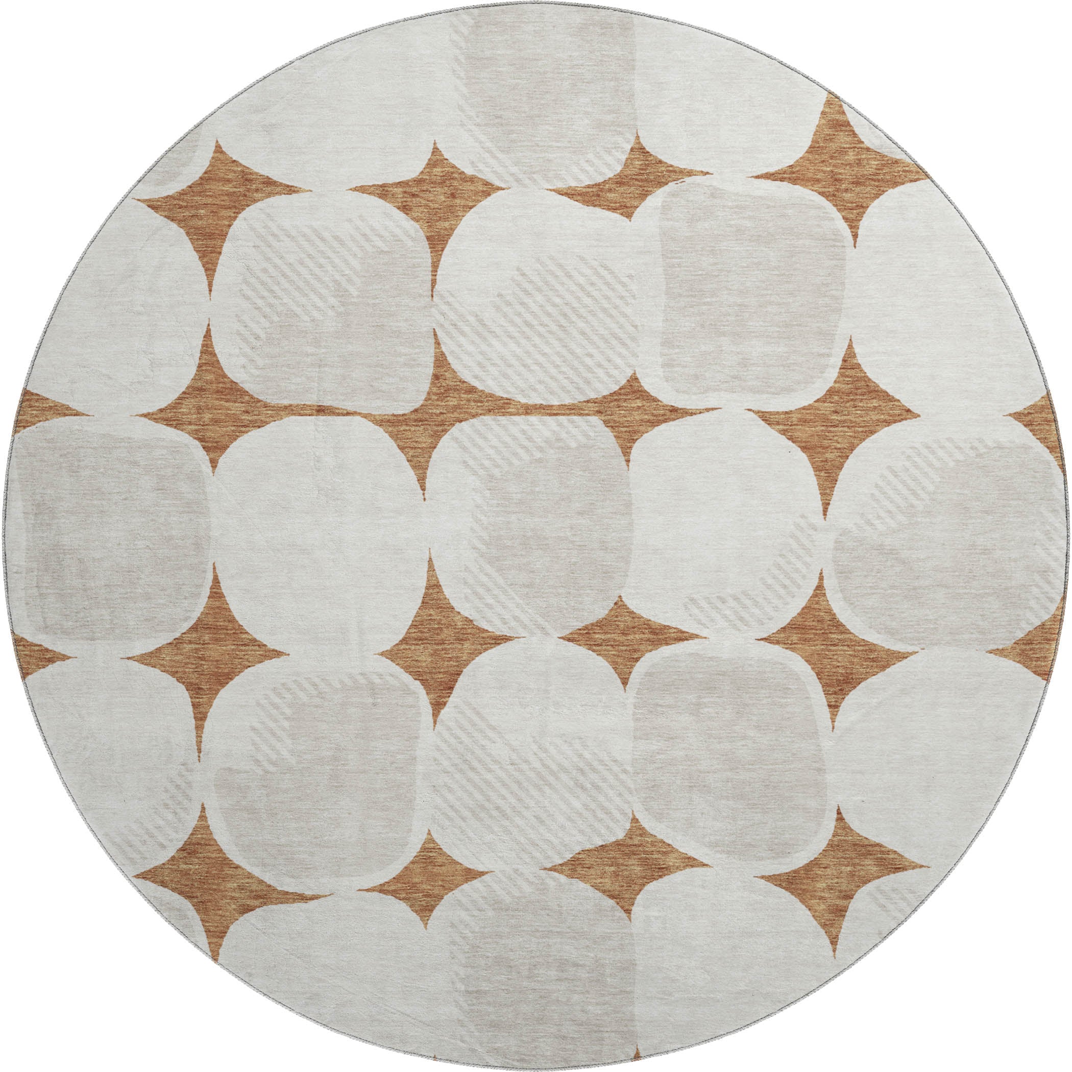 Lima Machine Washable Transitional Paprika Orange Rug 8' x 8' #shape_Round