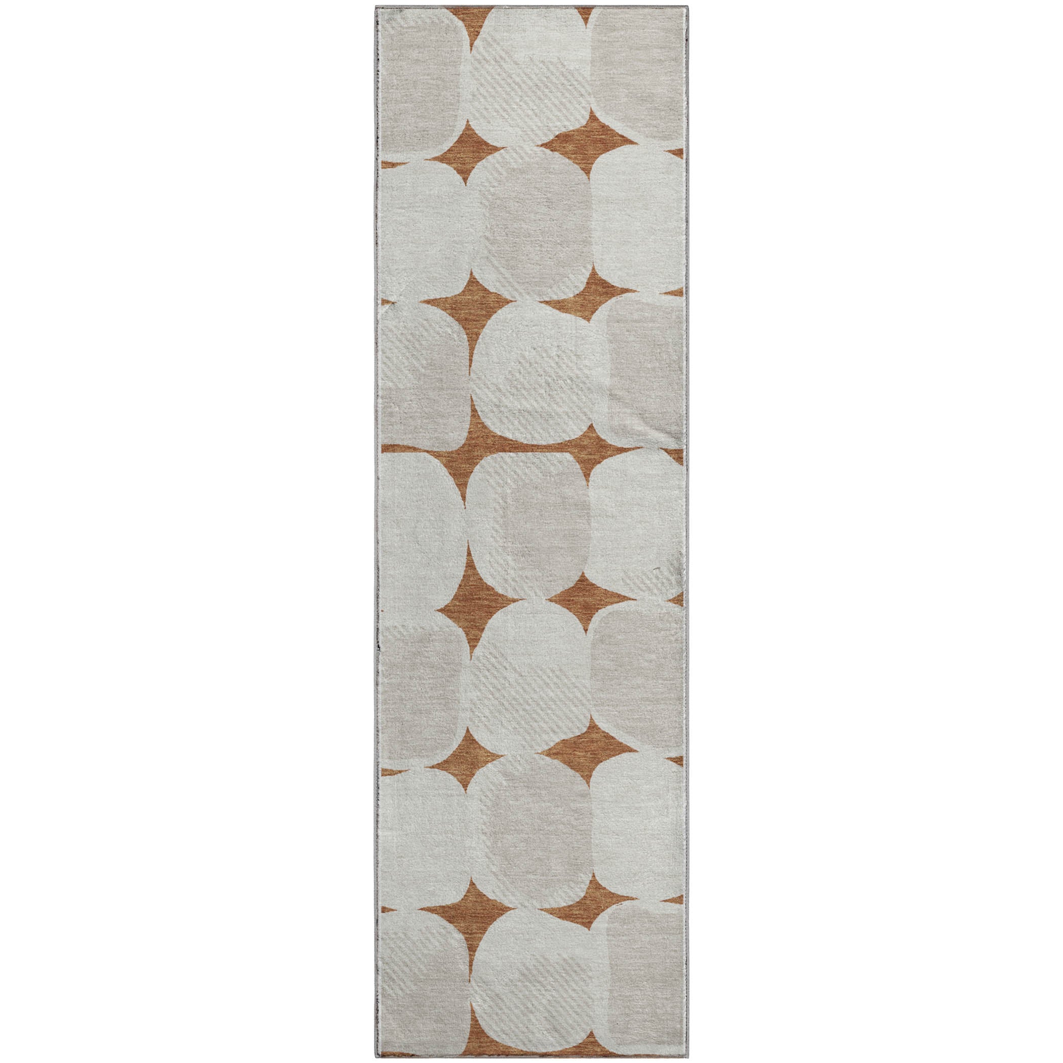 Lima Machine Washable Transitional Paprika Orange Rug 2'3" x 7'6" #shape_Runner