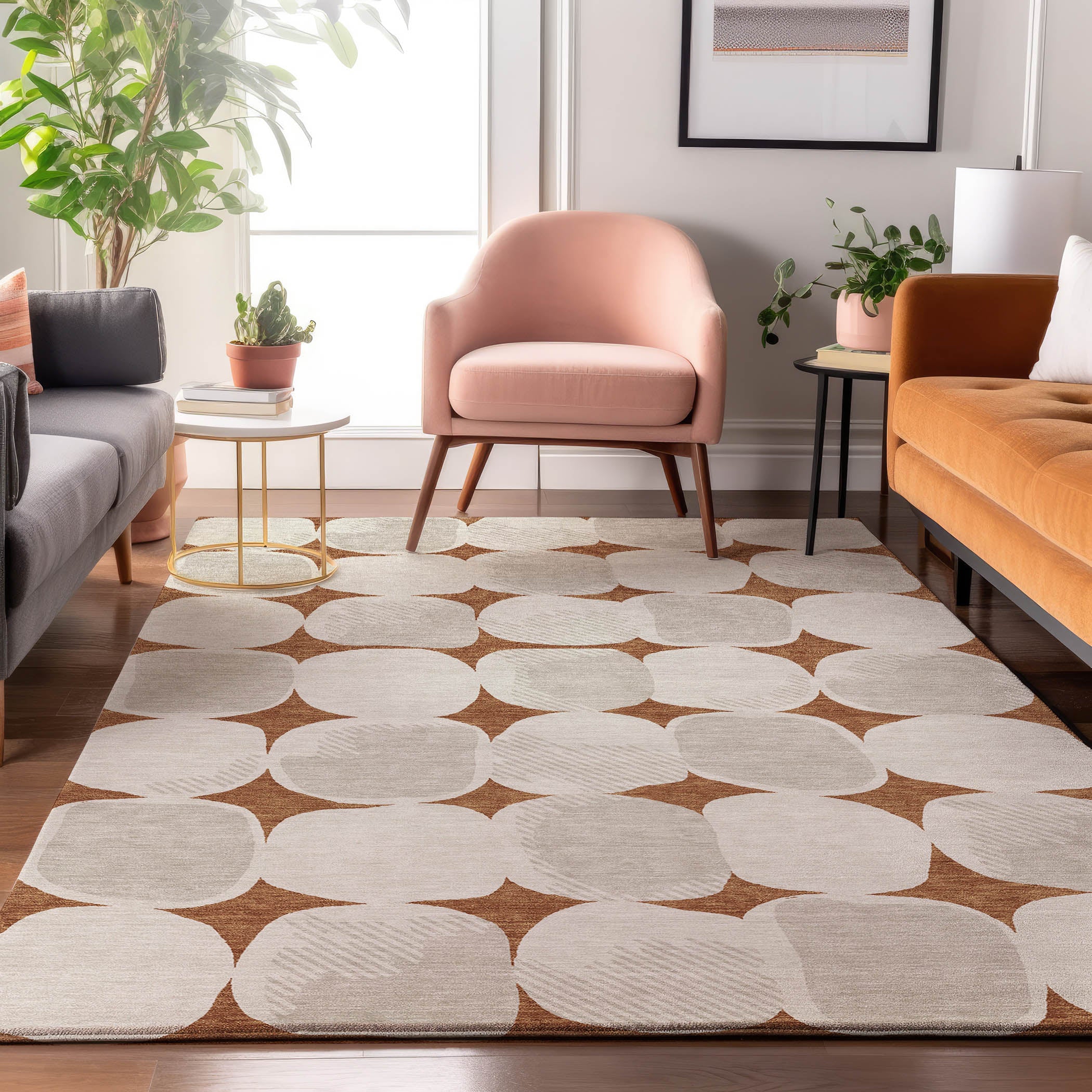 Lima Machine Washable Transitional Paprika Orange Rug 2'6" x 3'10" #shape_Rectangle
