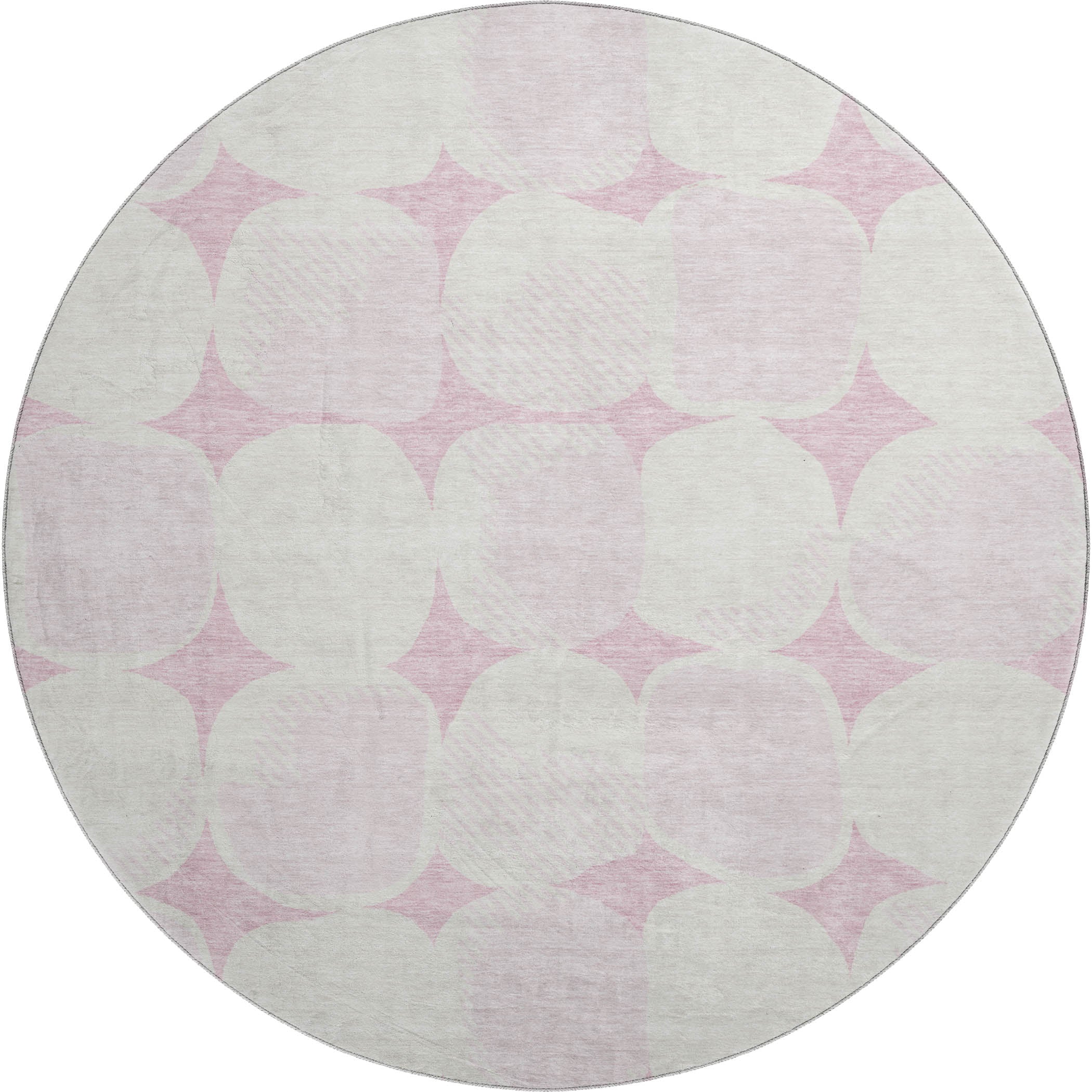 Lima Machine Washable Transitional Pink Rug 8' x 8' #shape_Round