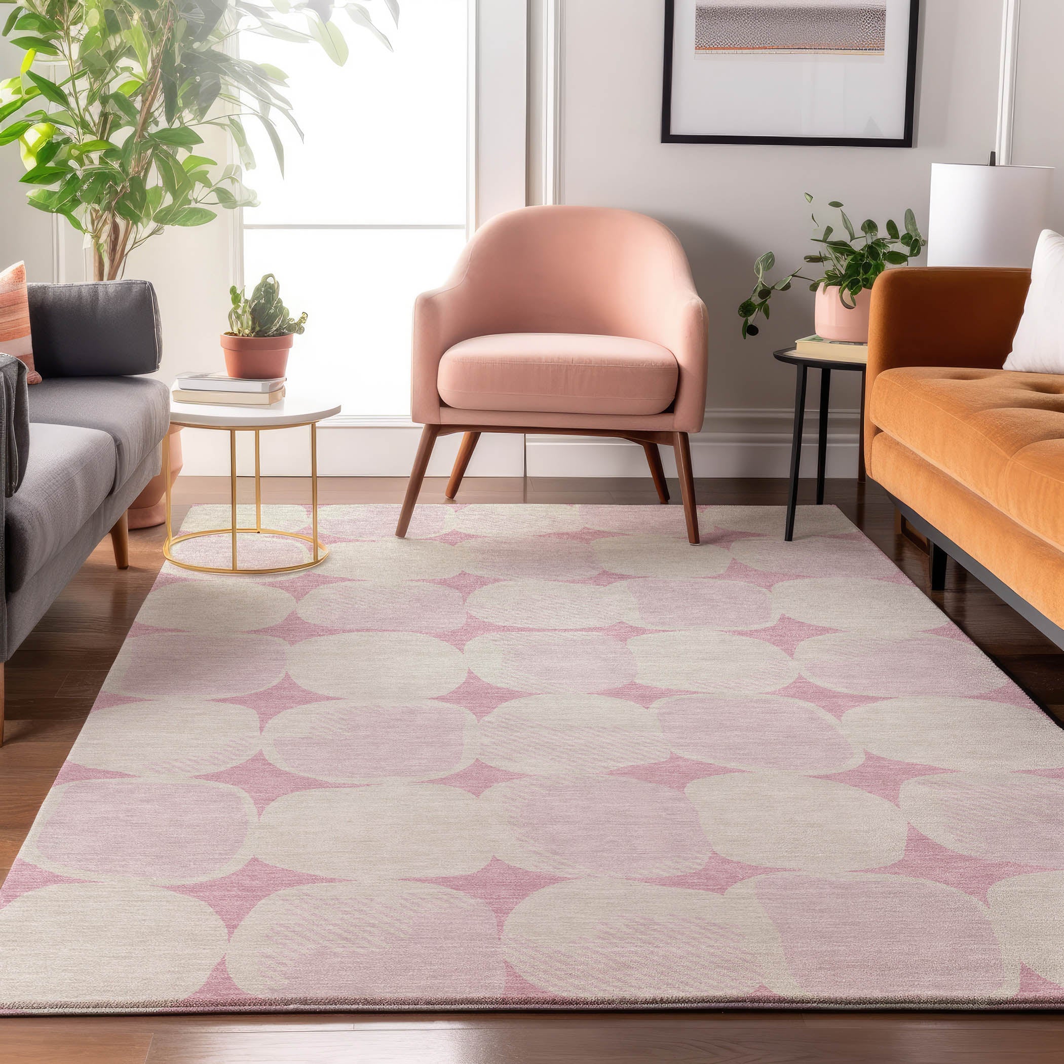 Lima Machine Washable Transitional Pink Rug 2'6" x 3'10" #shape_Rectangle