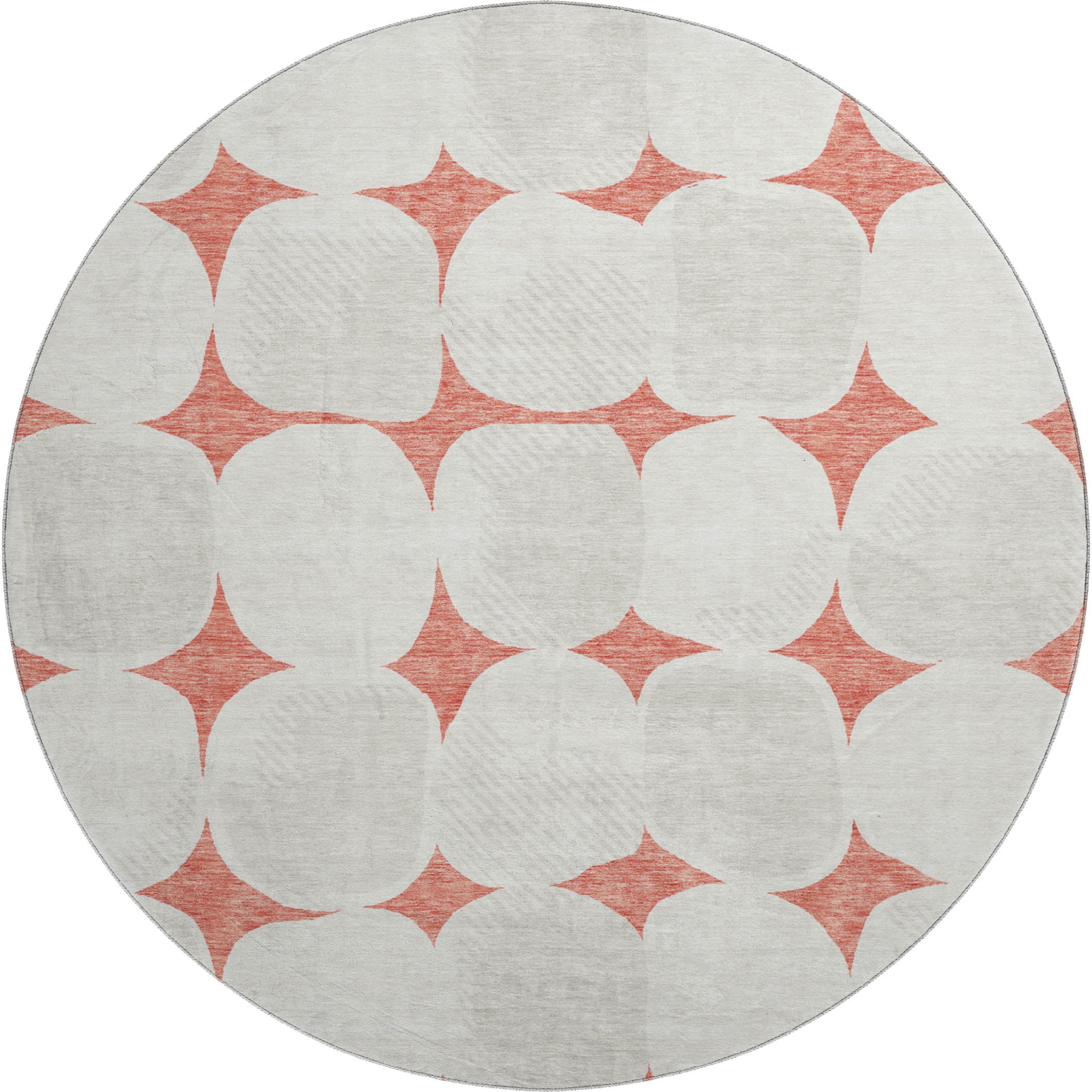 Lima Machine Washable Transitional Salmon Orange Rug 8' x 8' #shape_Round