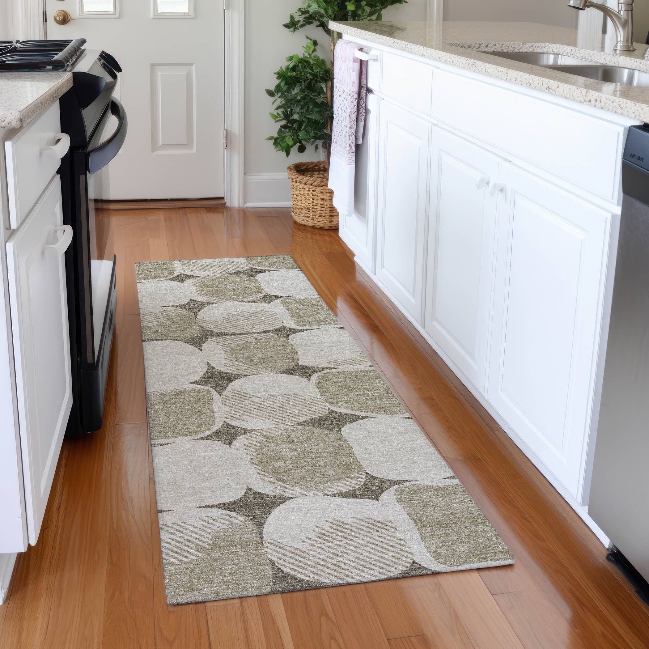 Lima Machine Washable Transitional Taupe Brown Rug 2'3" x 7'6" #shape_Runner