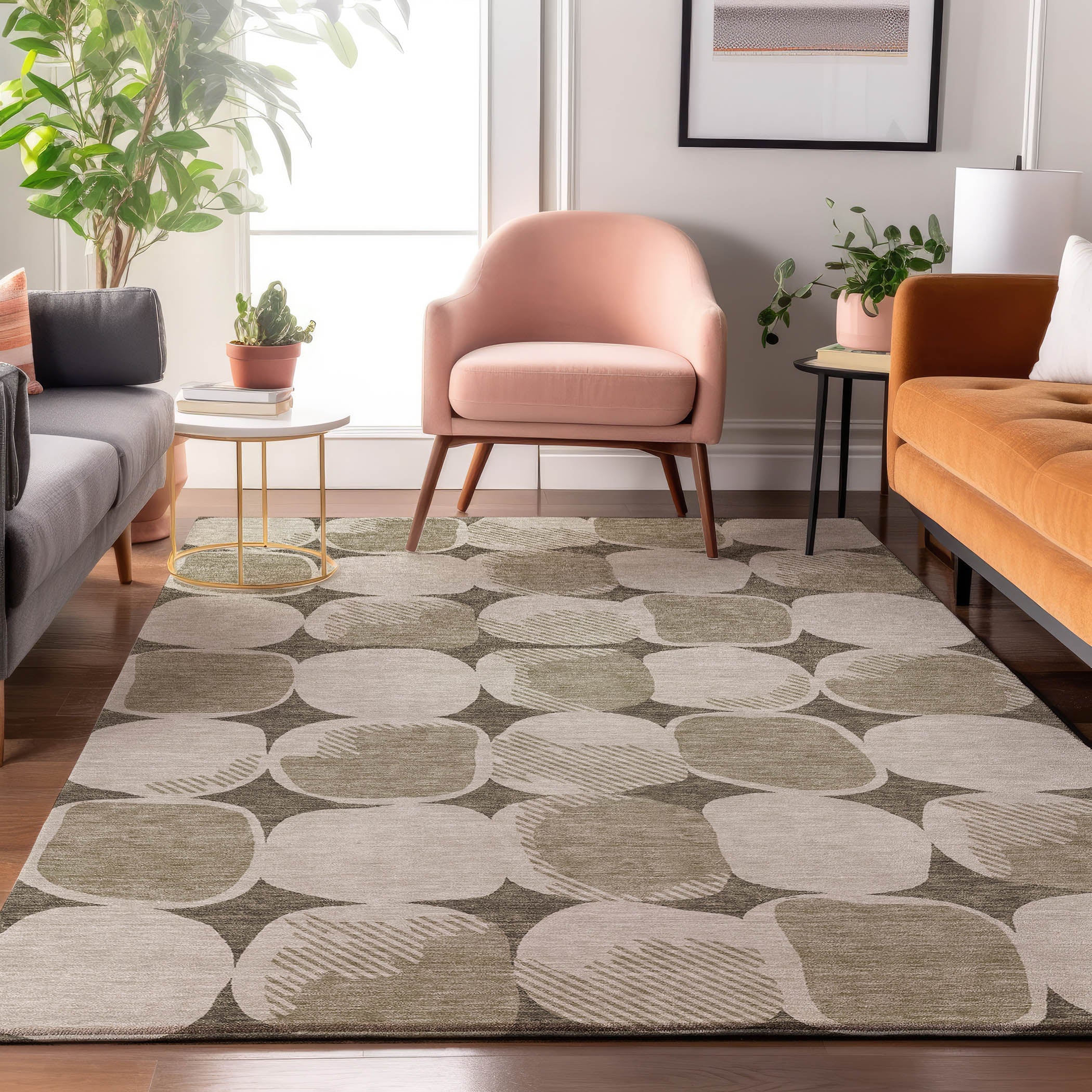 Lima Machine Washable Transitional Taupe Brown Rug 2'6" x 3'10" #shape_Rectangle