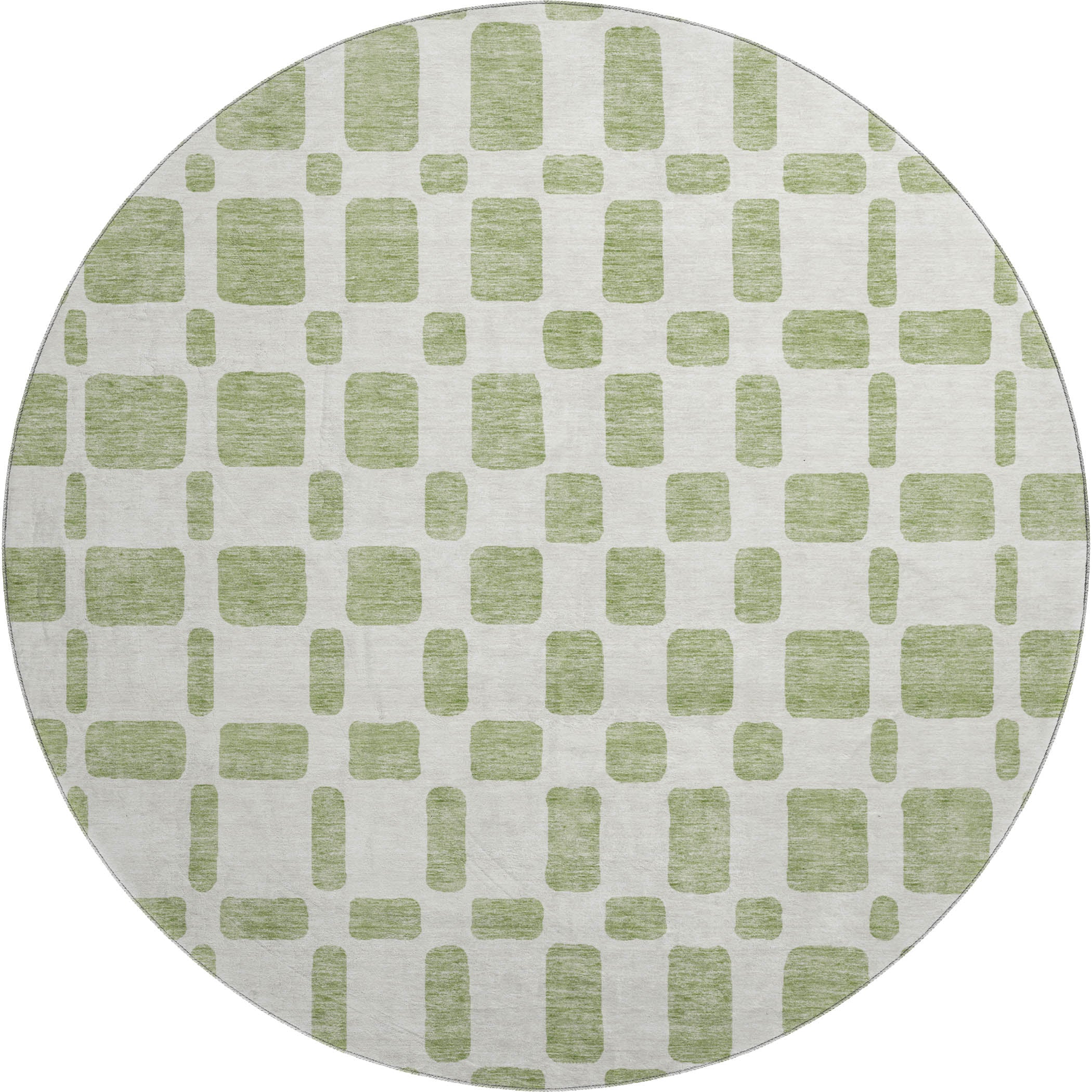 Athens Machine Washable Transitional Aloe Green Rug 8' x 8' #shape_Round