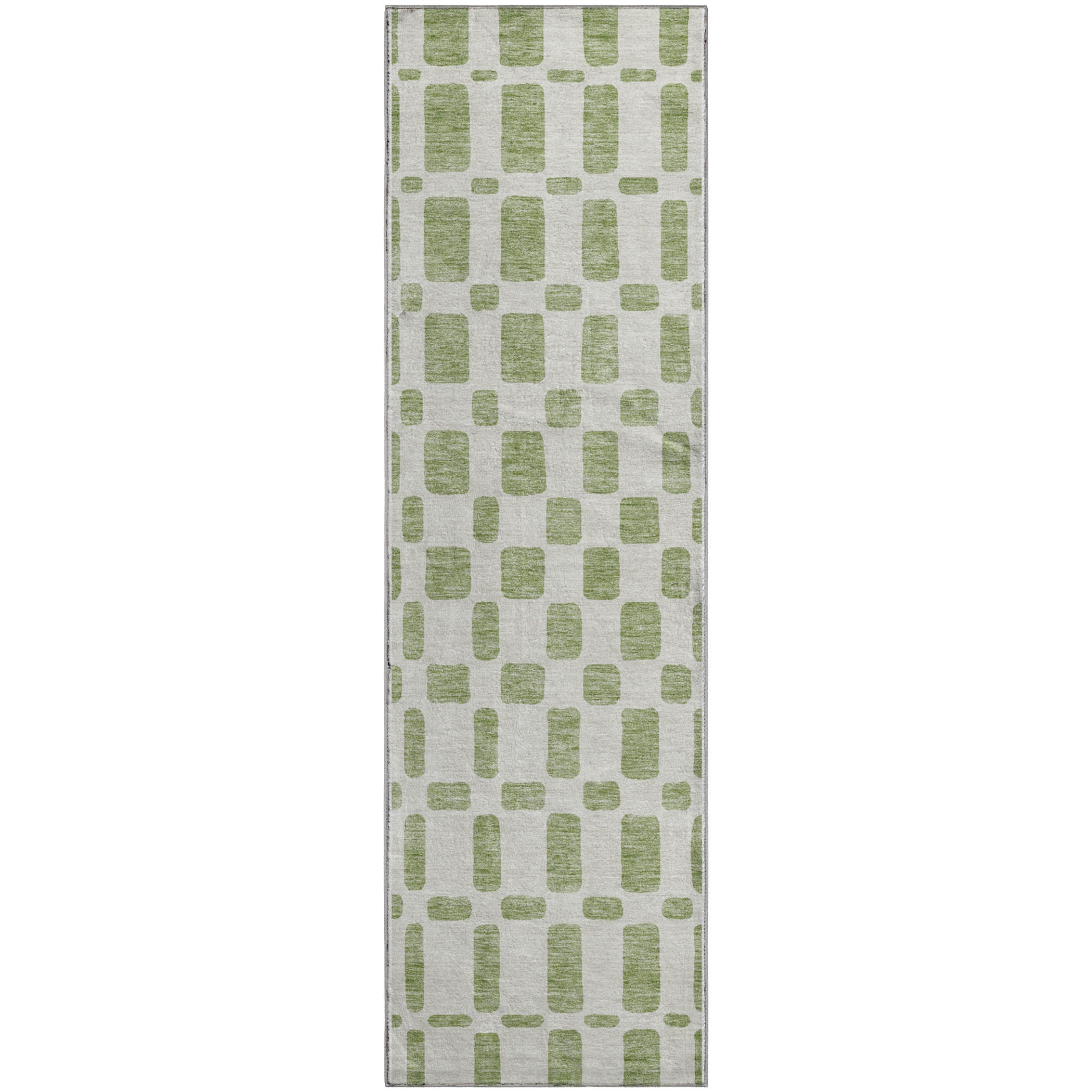Athens Machine Washable Transitional Aloe Green Rug 2'3" x 7'6" #shape_Runner