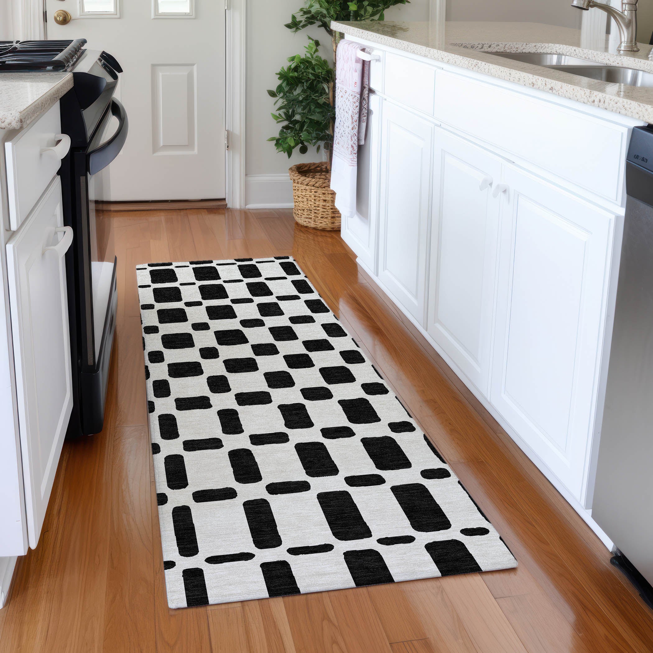 Athens Machine Washable Transitional Black Rug 2'3" x 7'6" #shape_Runner