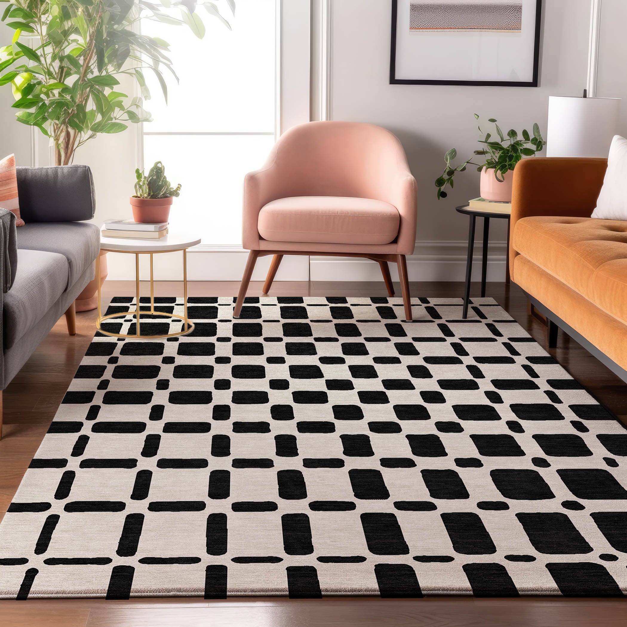 Athens Machine Washable Transitional Black Rug 2'6" x 3'10" #shape_Rectangle