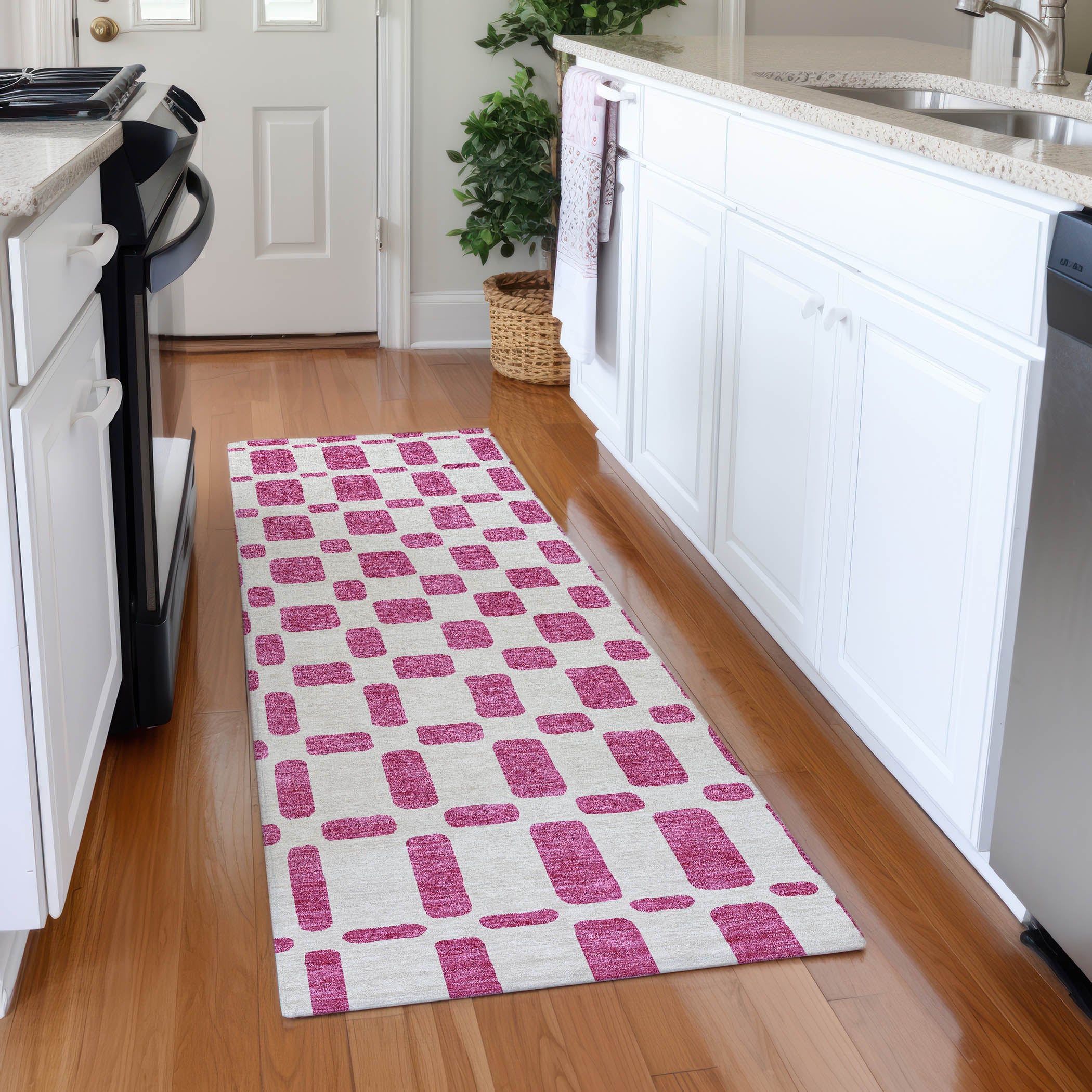 Athens Machine Washable Transitional Blush Pink Rug 2'3" x 7'6" #shape_Runner