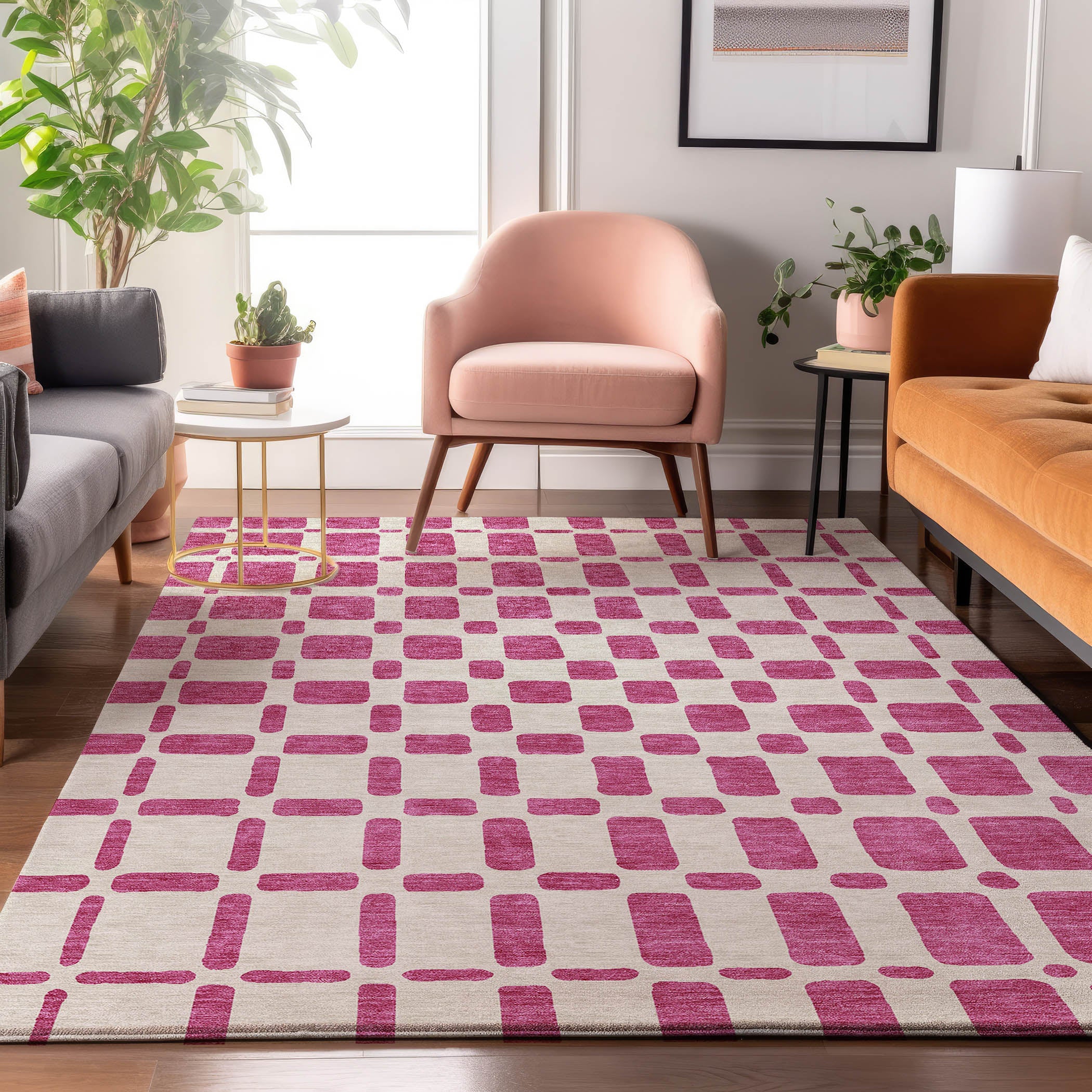 Athens Machine Washable Transitional Blush Pink Rug 2'6" x 3'10" #shape_Rectangle