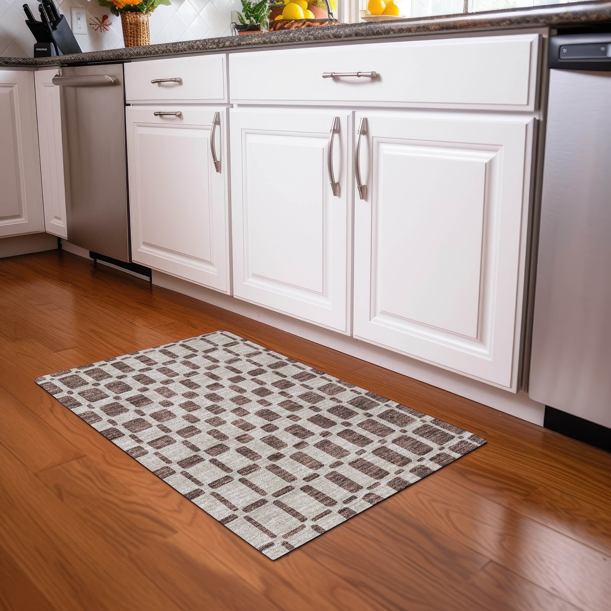 Athens Machine Washable Transitional Brown Rug 1'8" x 2'6" #shape_Rectangle