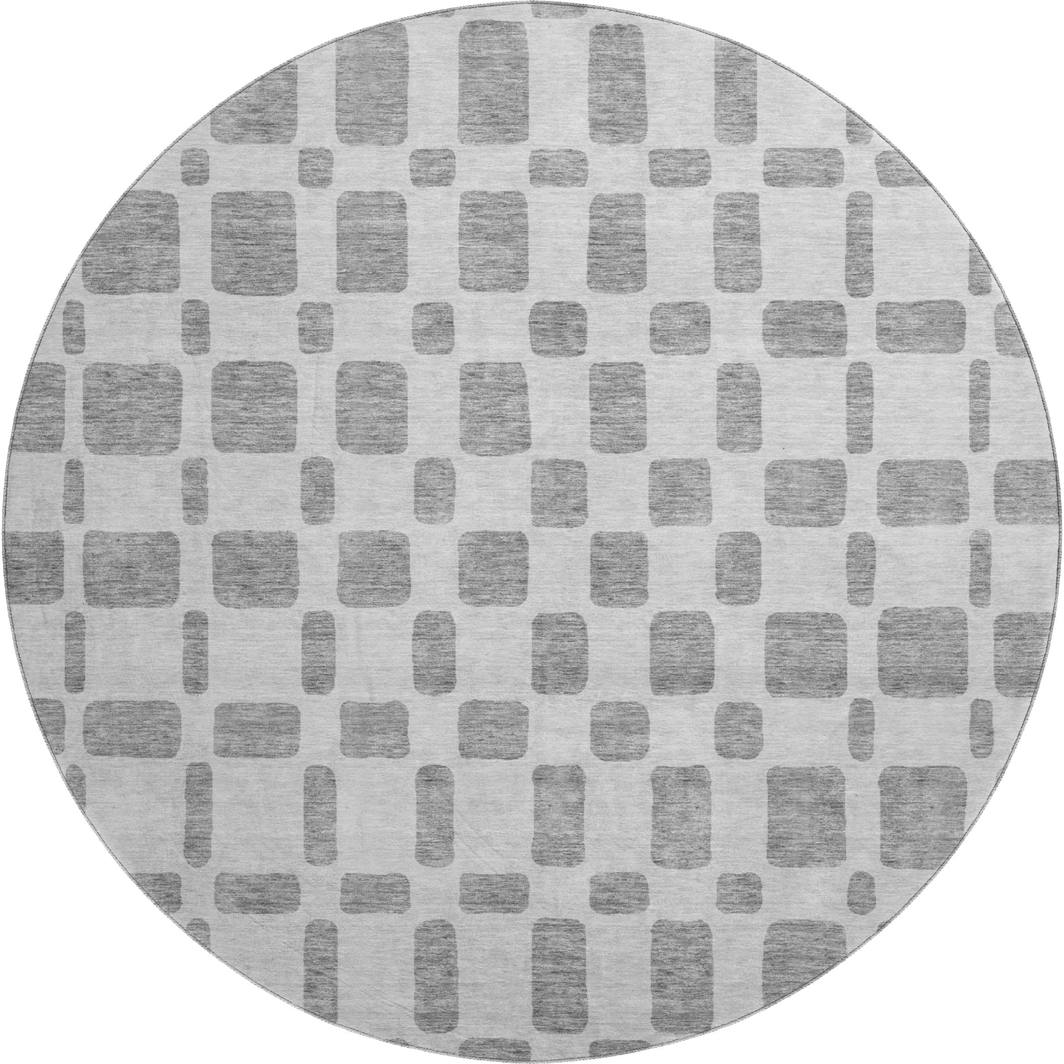 Athens Machine Washable Transitional Gray Rug 8' x 8' #shape_Round