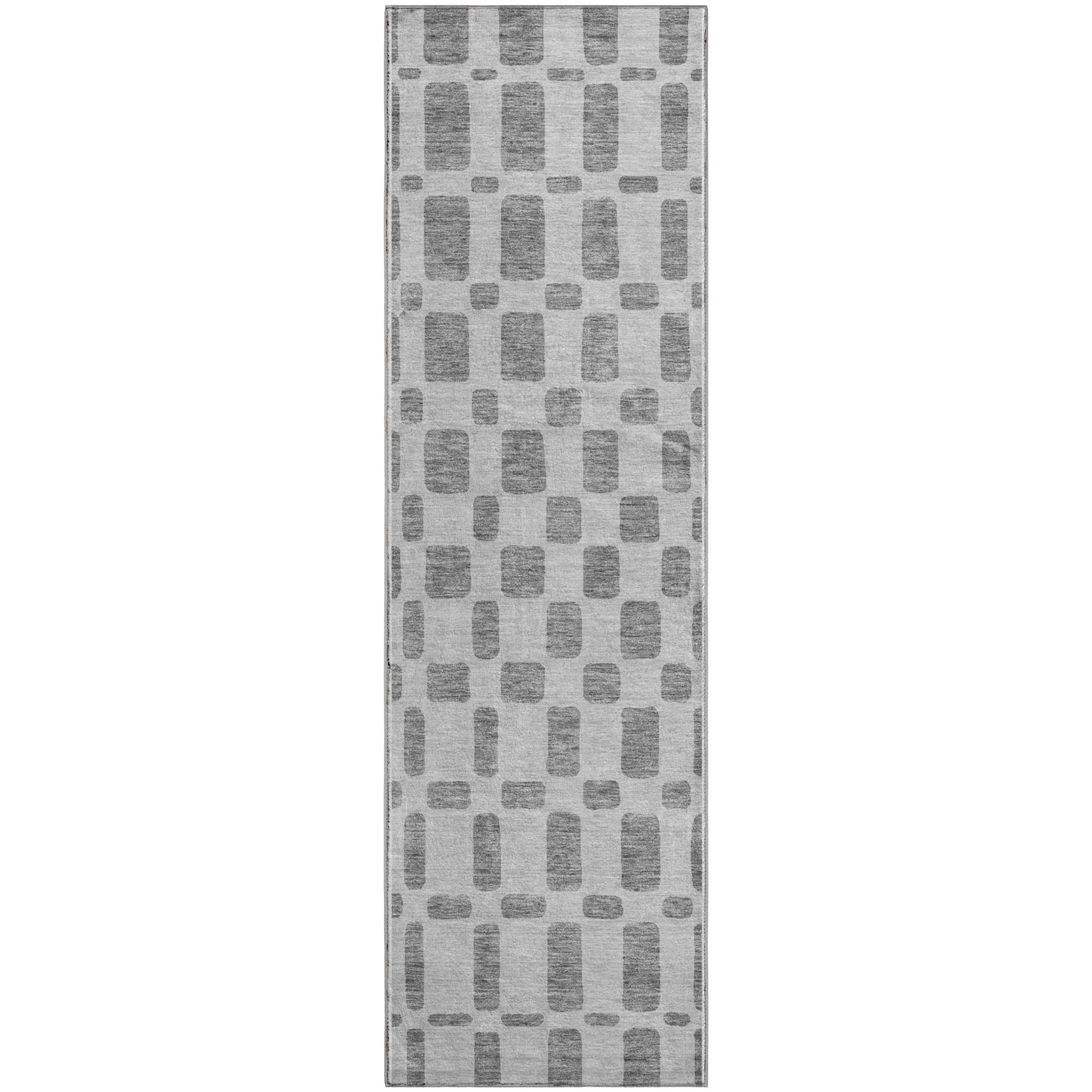 Athens Machine Washable Transitional Gray Rug 2'3" x 7'6" #shape_Runner