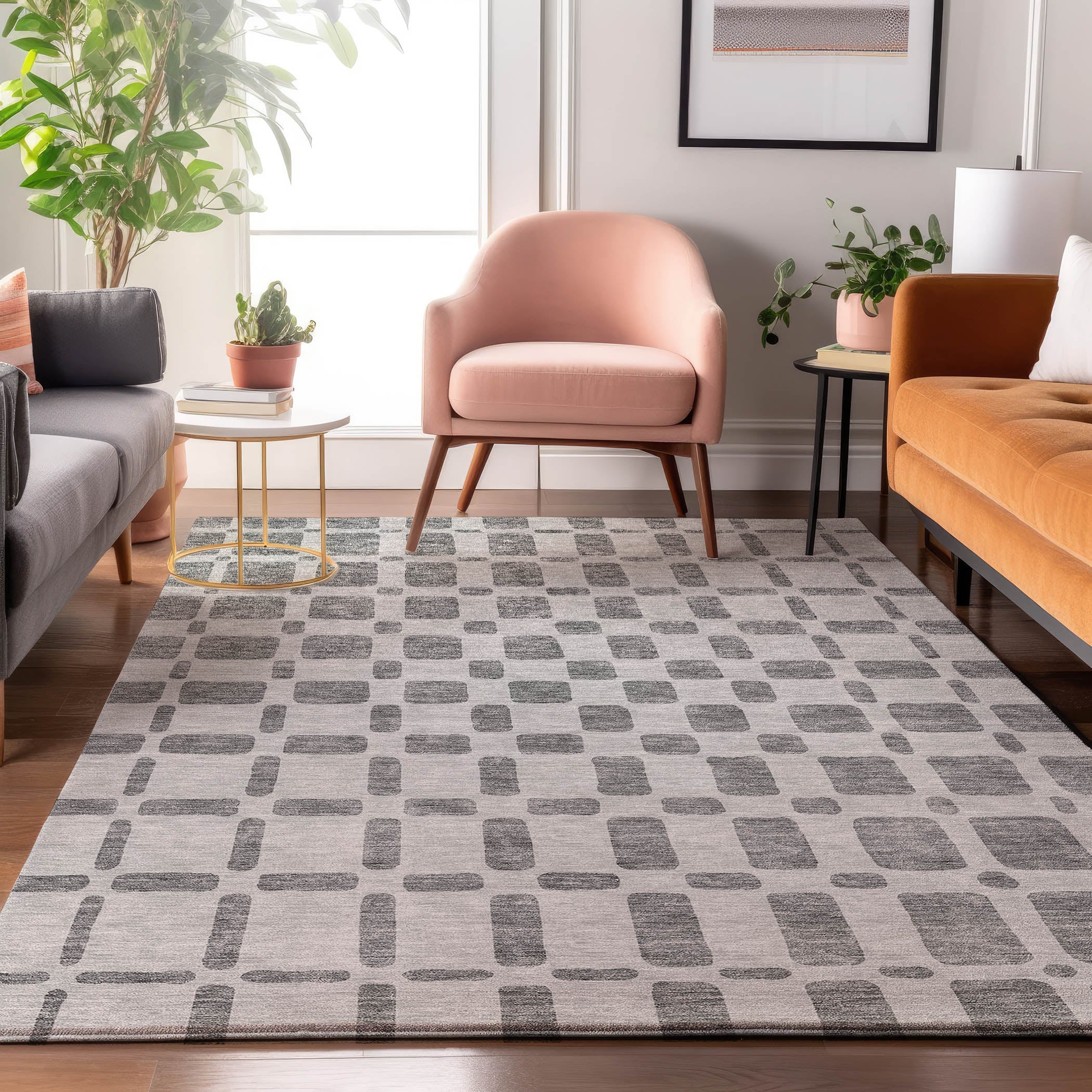 Athens Machine Washable Transitional Gray Rug 2'6" x 3'10" #shape_Rectangle