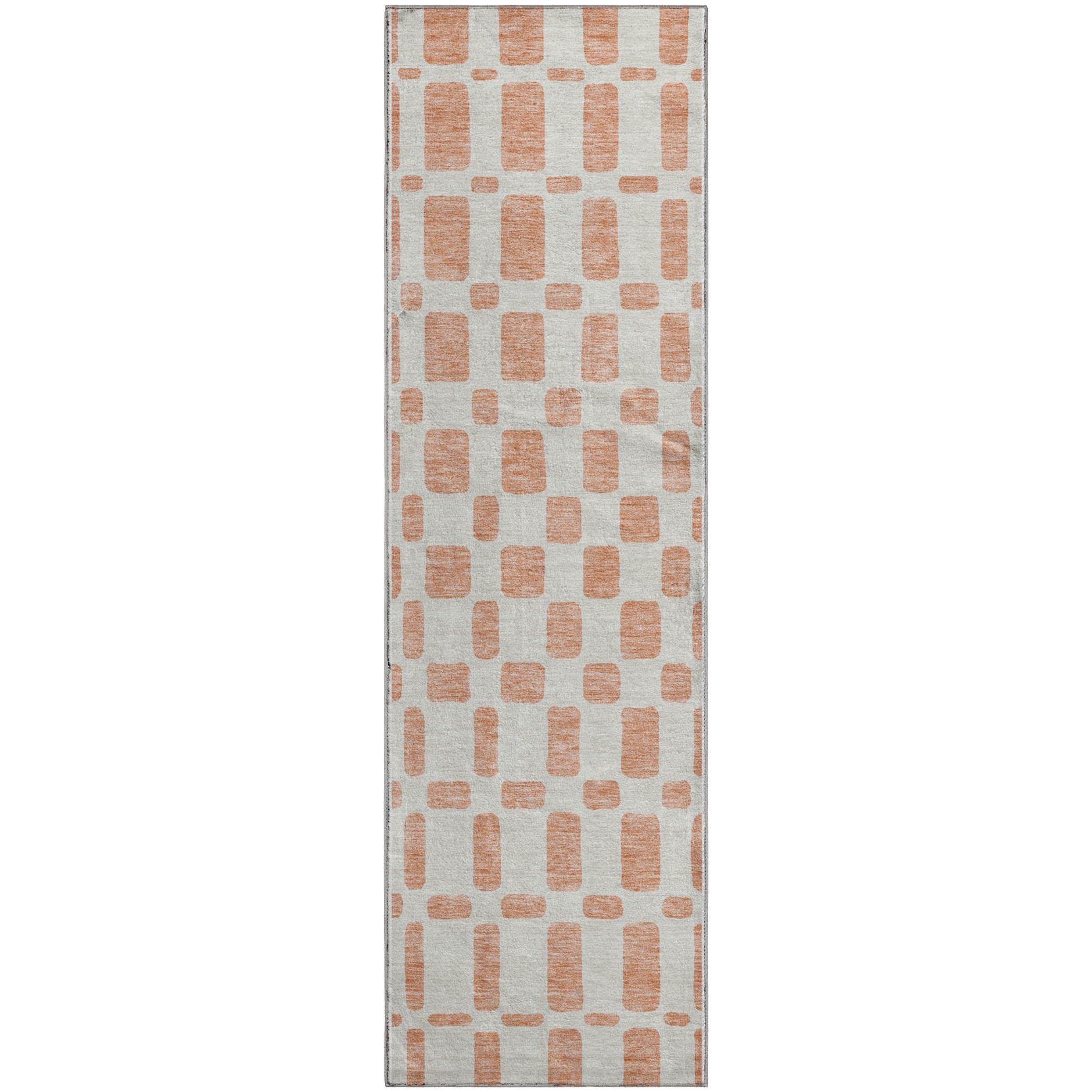 Athens Machine Washable Transitional Peach Orange Rug 2'3" x 7'6" #shape_Runner
