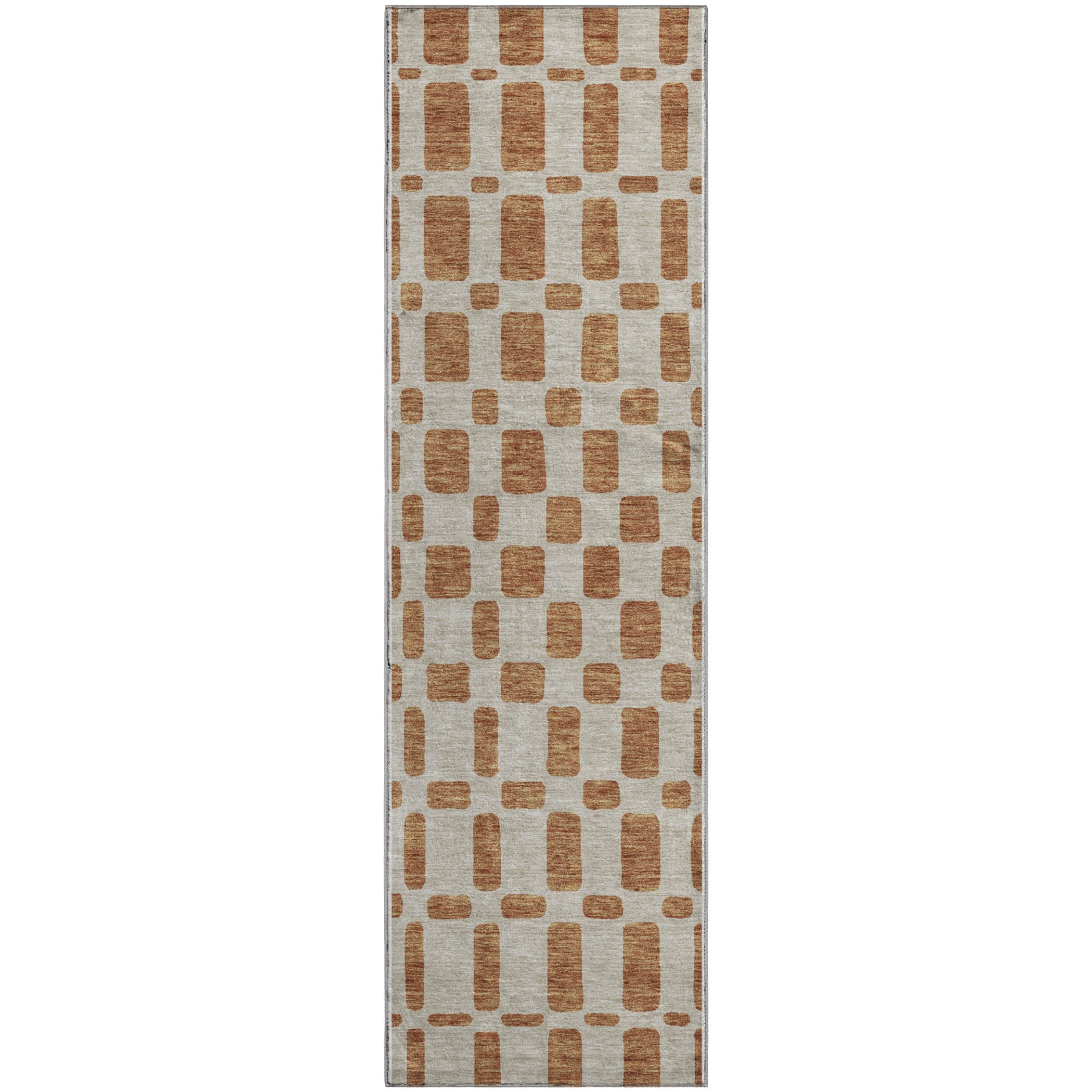 Athens Machine Washable Transitional Terracotta Orange Rug 2'3" x 7'6" #shape_Runner