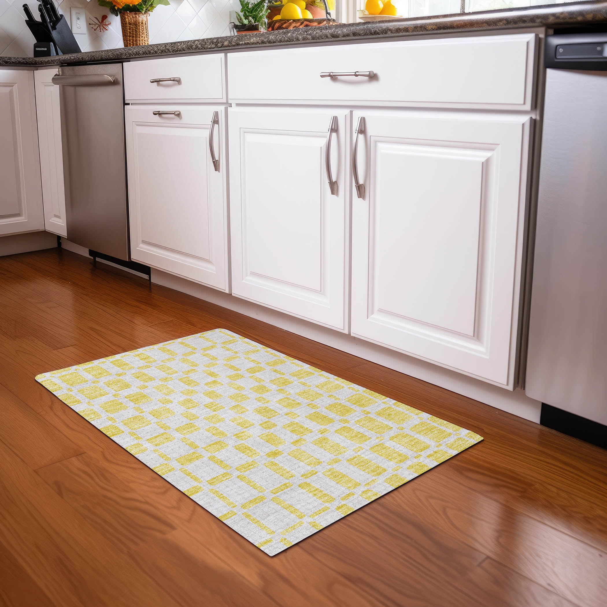 Athens Machine Washable Transitional Yellow Gold Rug 1'8" x 2'6" #shape_Rectangle
