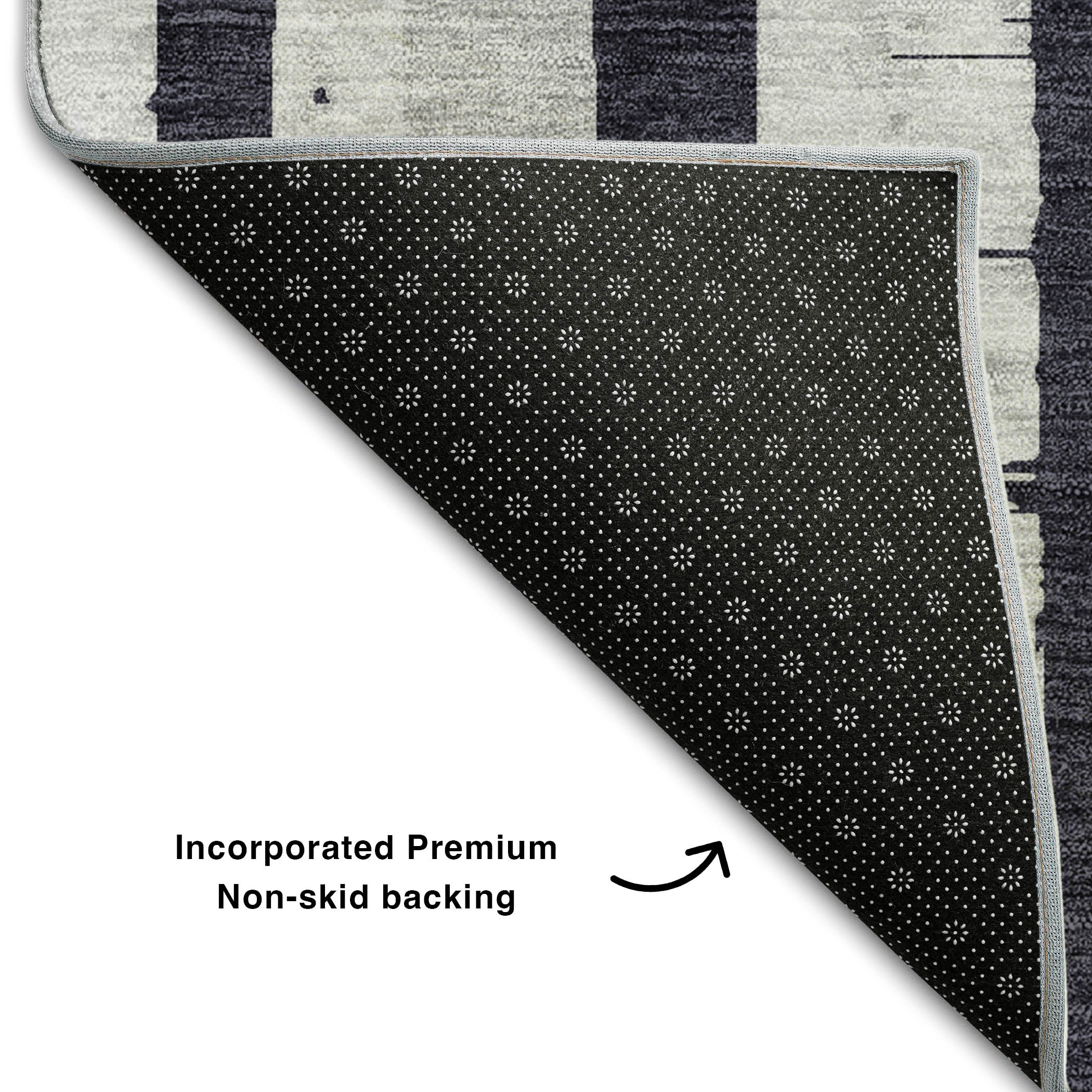 Siena Machine Washable Transitional Black Rug 1'8" x 2'6" #shape_Rectangle