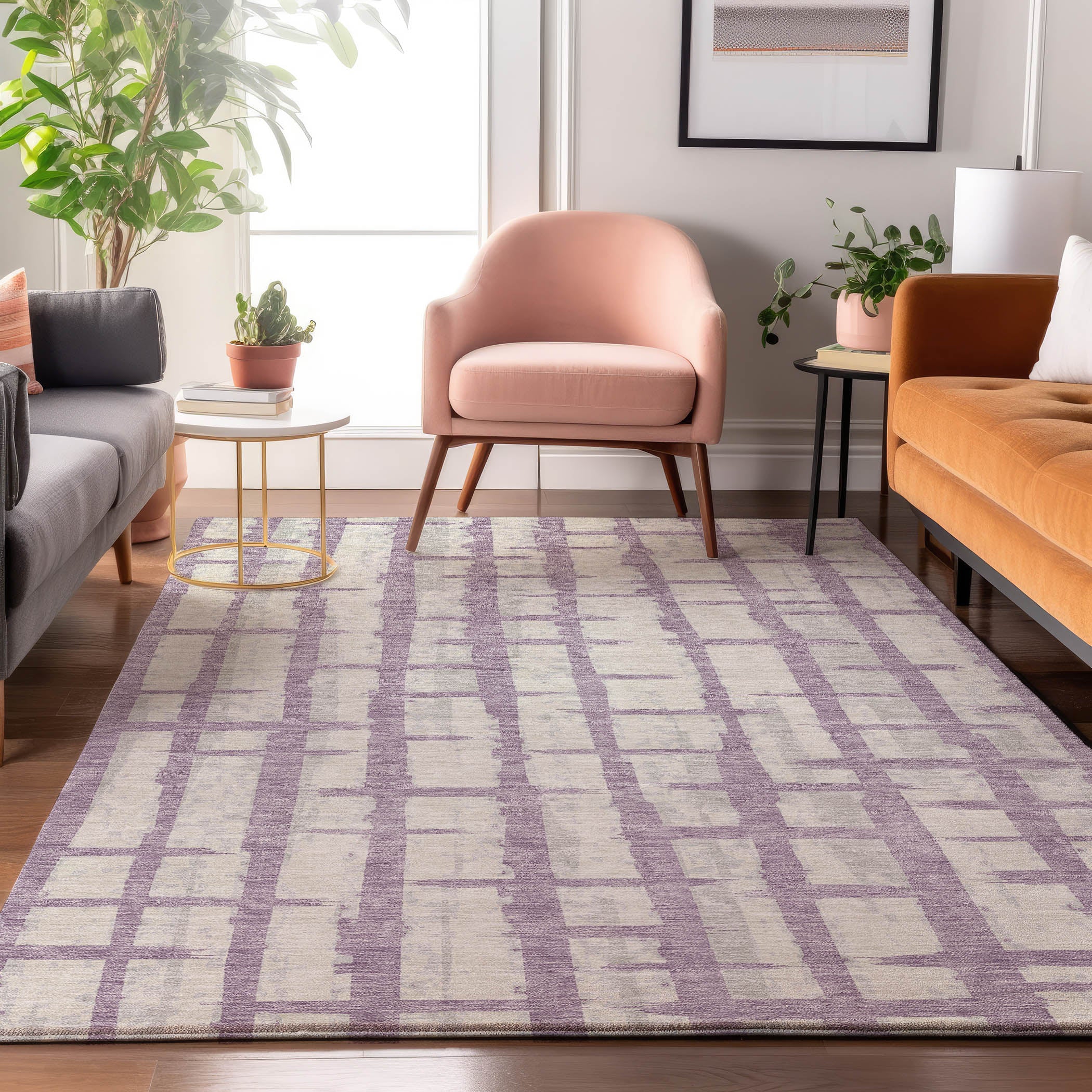 Siena Machine Washable Transitional Lavender Purple Rug 2'6" x 3'10" #shape_Rectangle