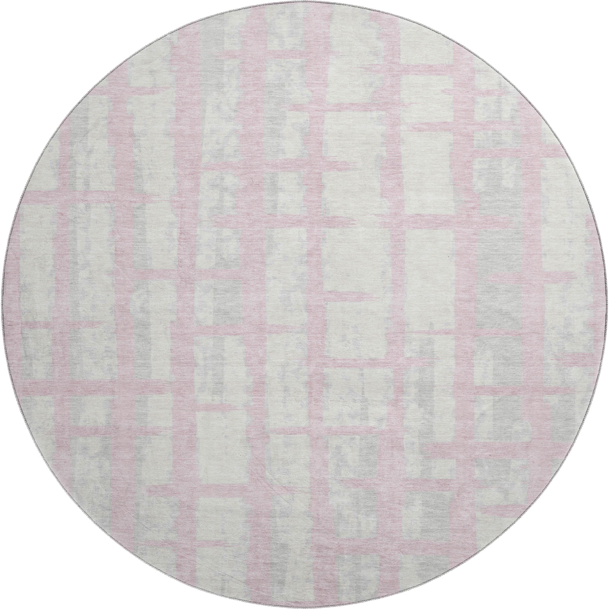 Siena Machine Washable Transitional Pink Rug 8' x 8' #shape_Round