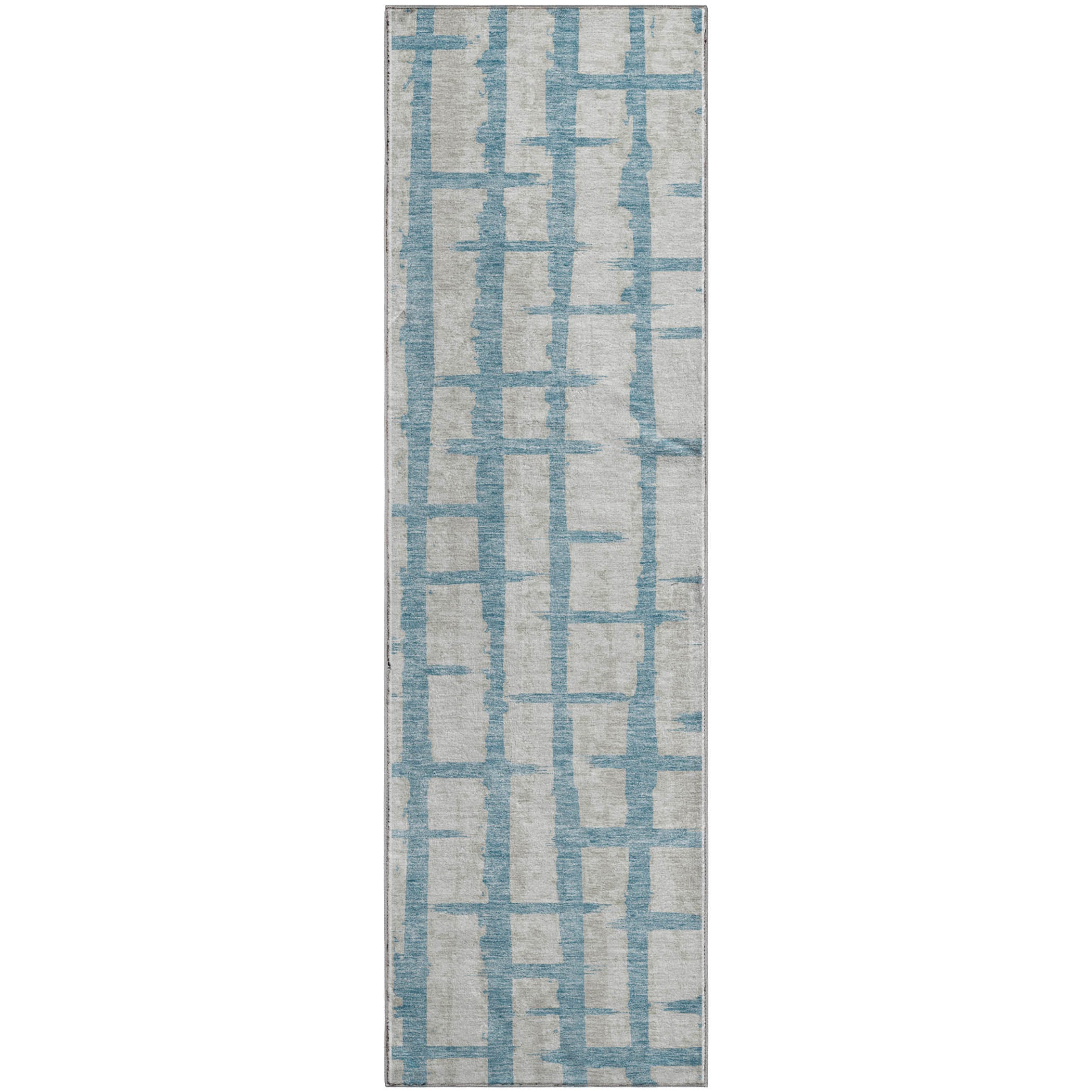 Siena Machine Washable Transitional Sky Blue Rug 2'3" x 7'6" #shape_Runner