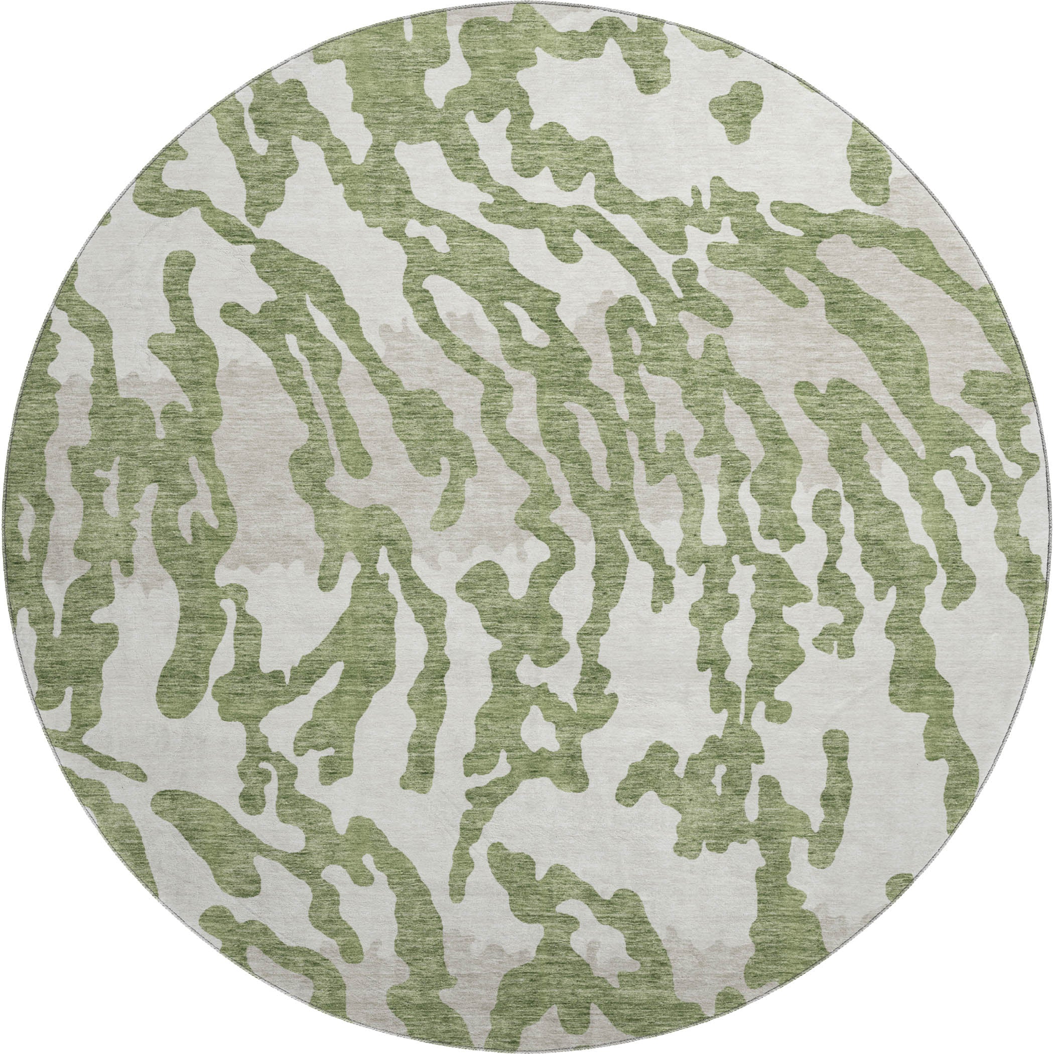 Baku Machine Washable Transitional Green Rug 8' x 8' #shape_Round
